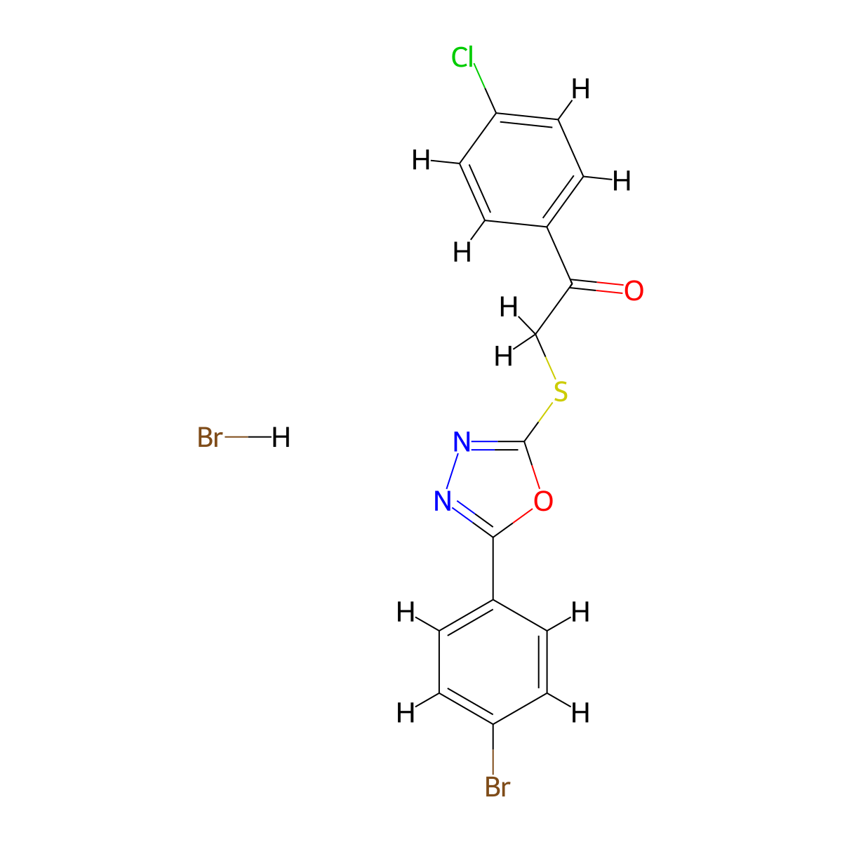 2-{[5-(4-Bromophenyl)-1,3,4-oxadiazol-2-yl]sulfanyl}-1-(4-chlorophenyl)ethan-1-one hydrobromide molecular structure, CAS 471916-91-3