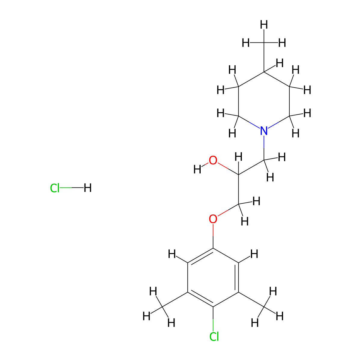 1-(4-Chloro-3,5-dimethylphenoxy)-3-(4-methylpiperidin-1-yl)propan-2-ol hydrochloride molecular structure, CAS 471917-43-8