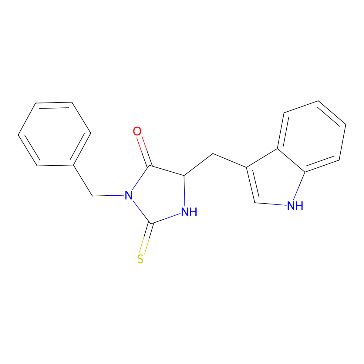 3-benzyl-5-(1H-indol-3-ylmethyl)-2-thioxoimidazolidin-4-one molecular structure, CAS 471917-51-8