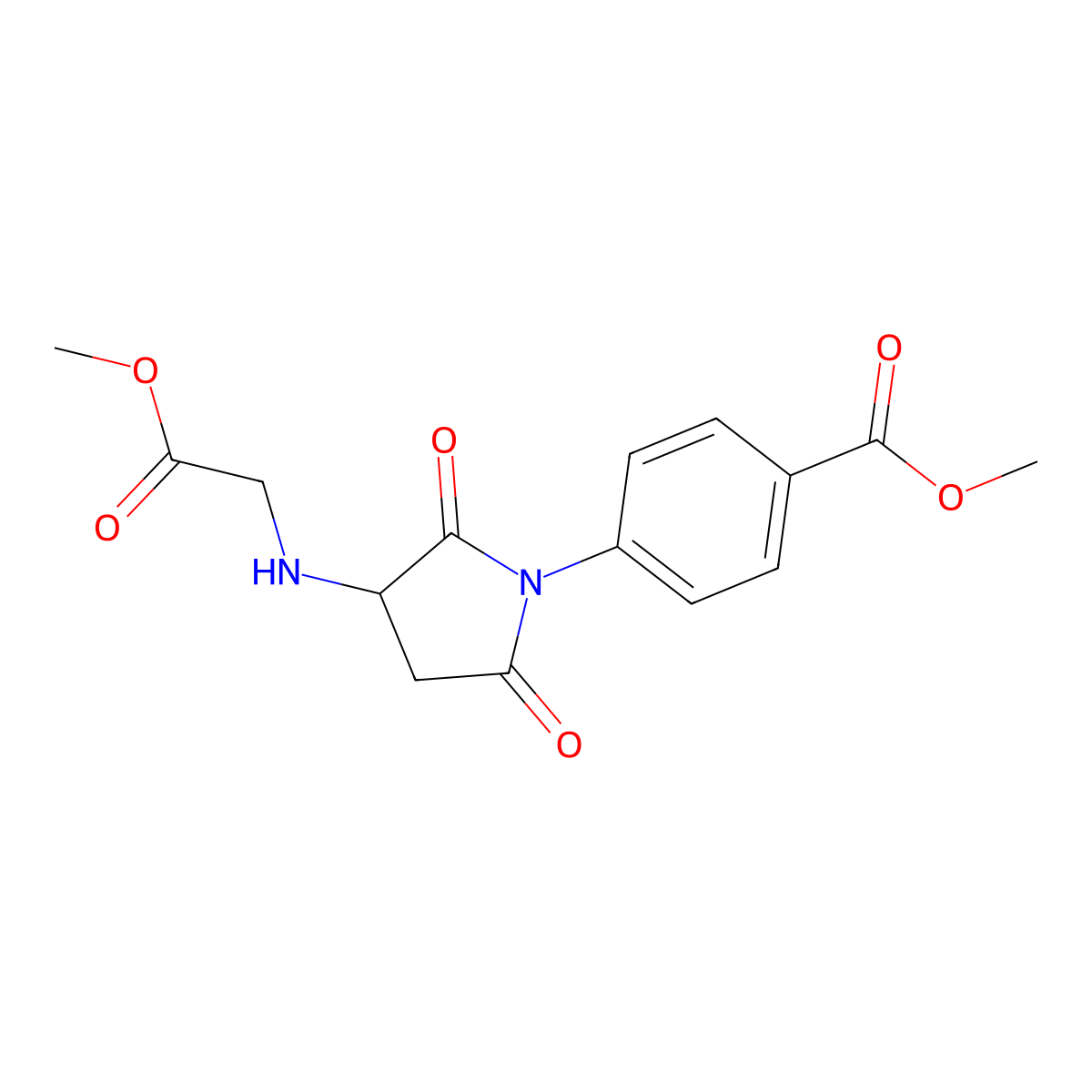 Methyl 4-(3-((2-methoxy-2-oxoethyl)amino)-2,5-dioxopyrrolidin-1-yl)benzoate molecular structure, CAS 471917-86-9