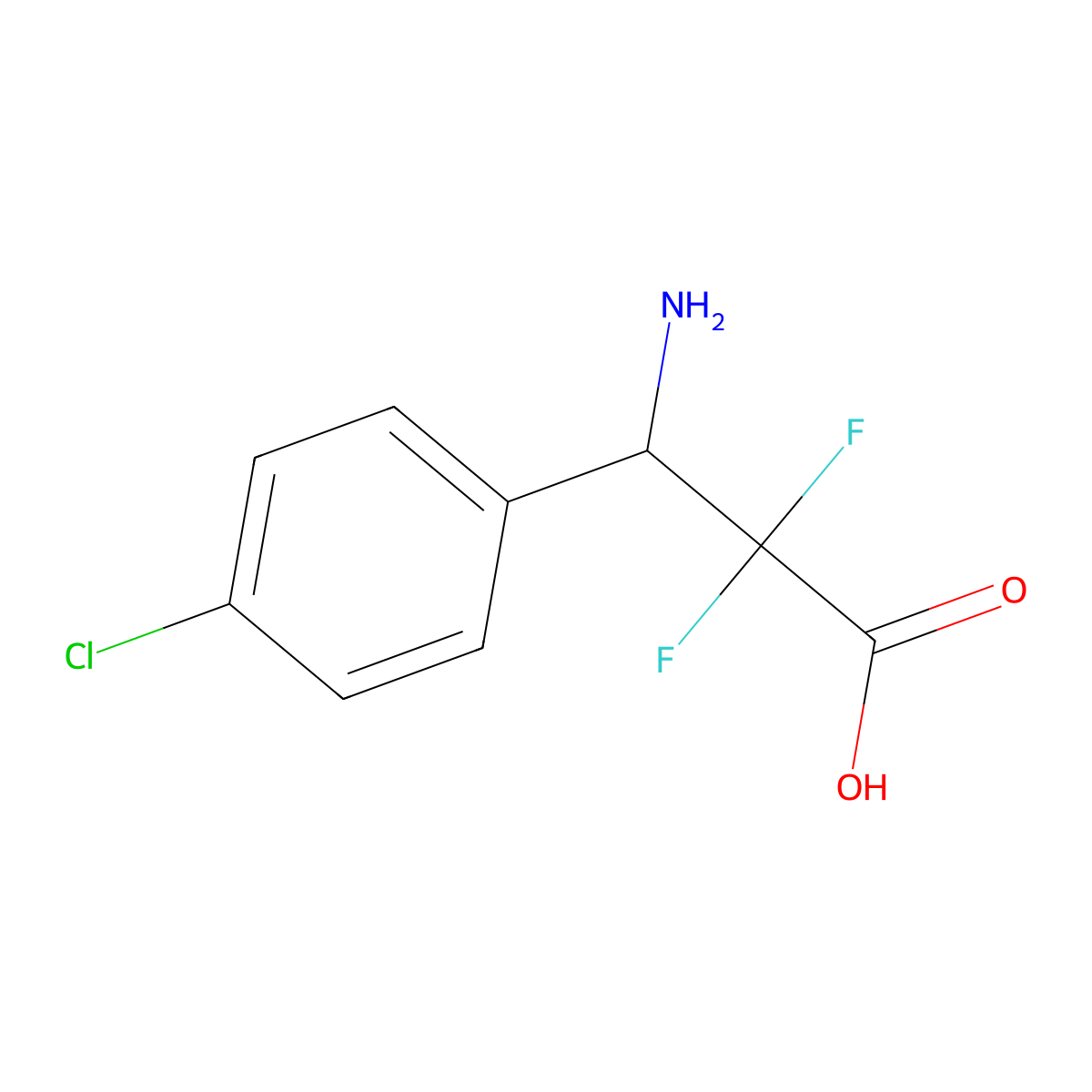 (S)-3-Amino-3-(4-chlorophenyl)-2,2-difluoropropanoic acid molecular structure, CAS 471931-02-9