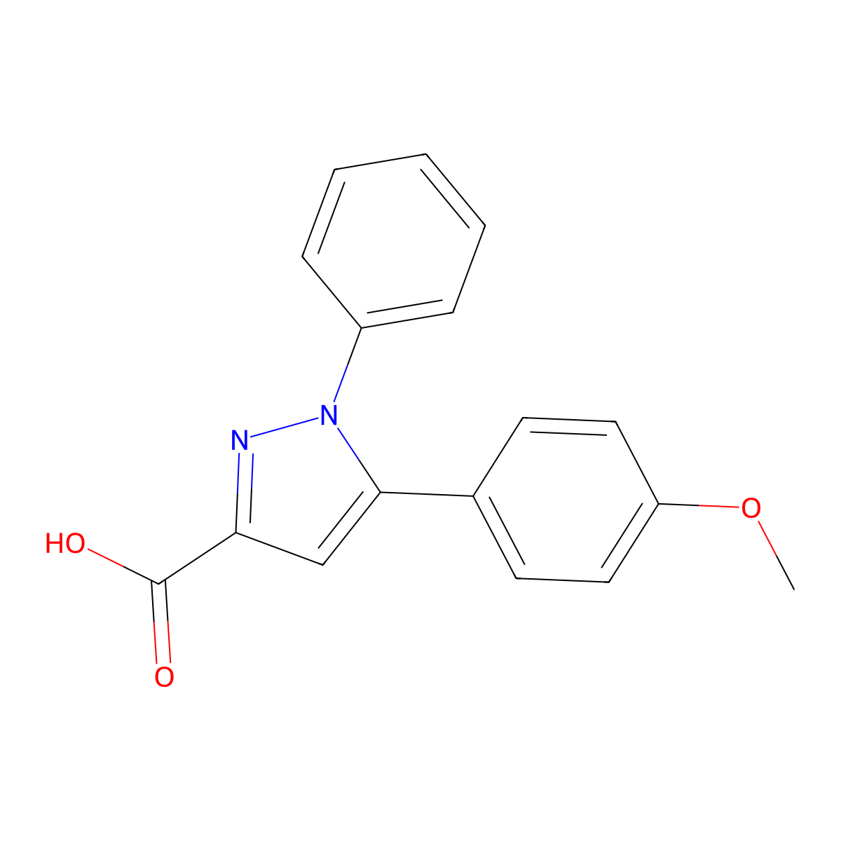 5-(4-methoxyphenyl)-1-phenyl-1H-pyrazole-3-carboxylic acid molecular structure, CAS 47209-42-7