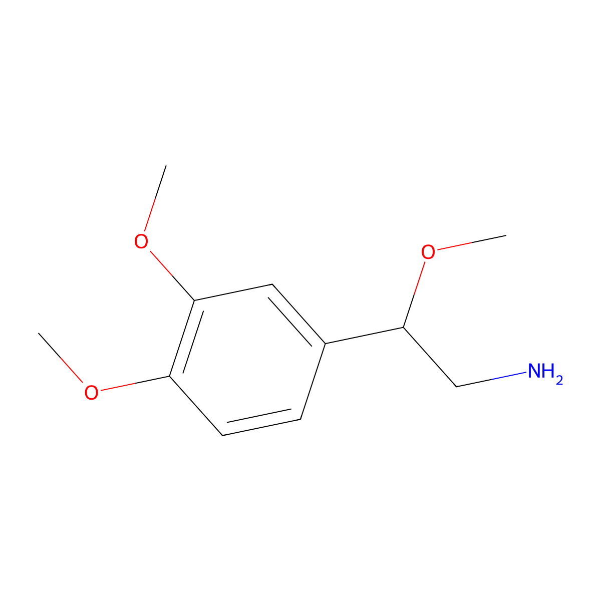 Phenethylamine, beta,3,4-trimethoxy- molecular structure, CAS 4722-08-1
