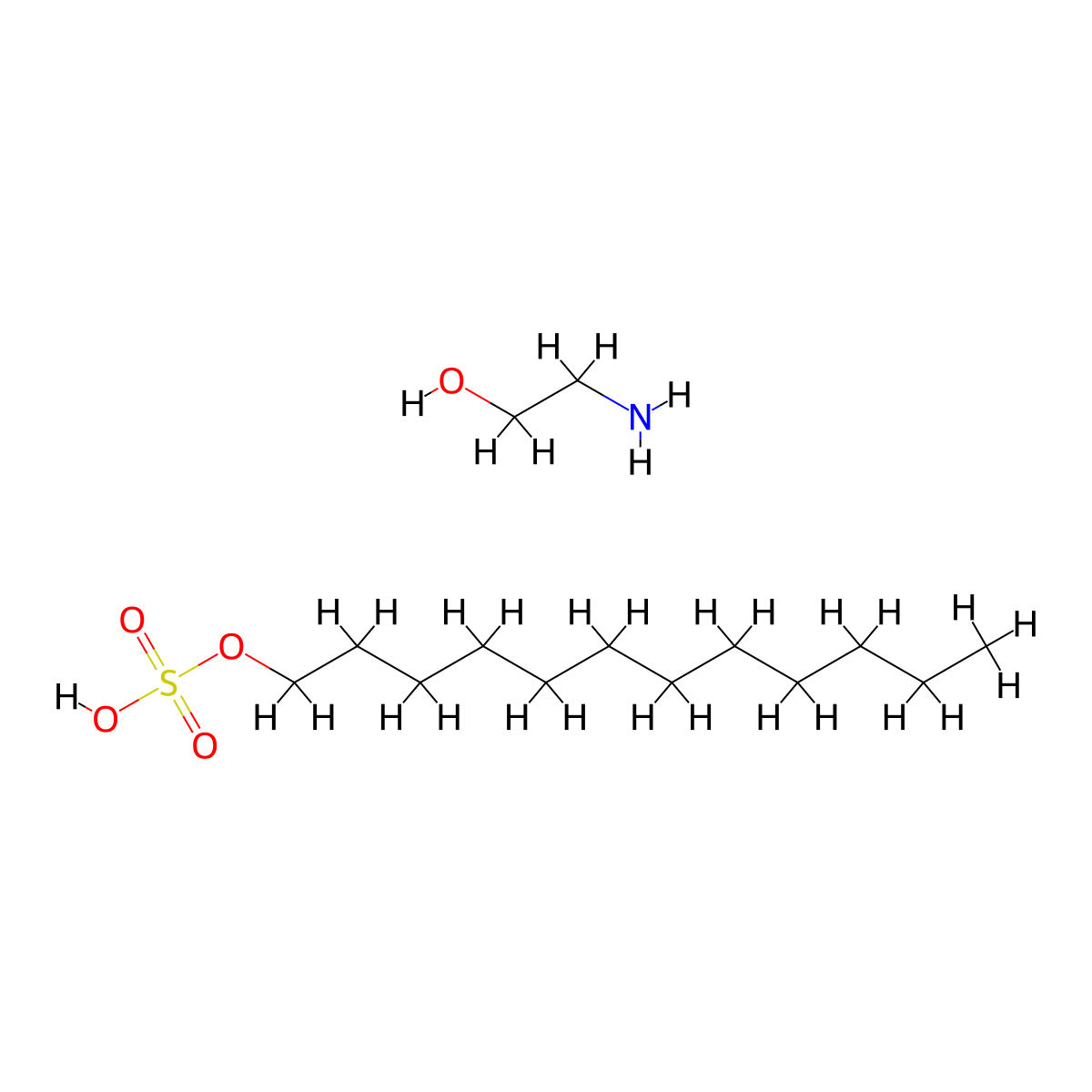 Monoethanolamine lauryl sulfate molecular structure, CAS 4722-98-9