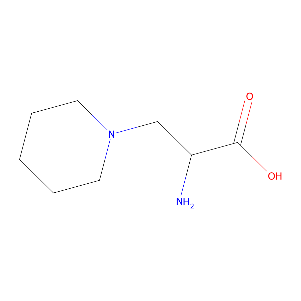 2-Amino-3-(piperidin-1-yl)propanoic acid molecular structure, CAS 4724-46-3