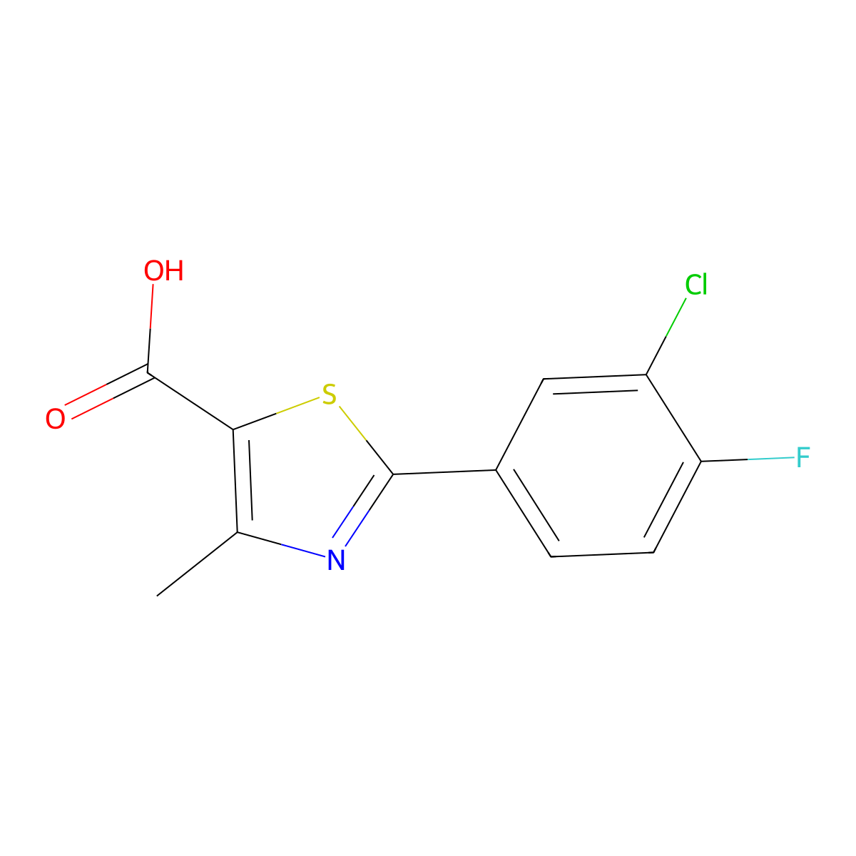 2-(3-Chloro-4-fluorophenyl)-4-methylthiazole-5-carboxylic acid molecular structure, CAS 472804-06-1