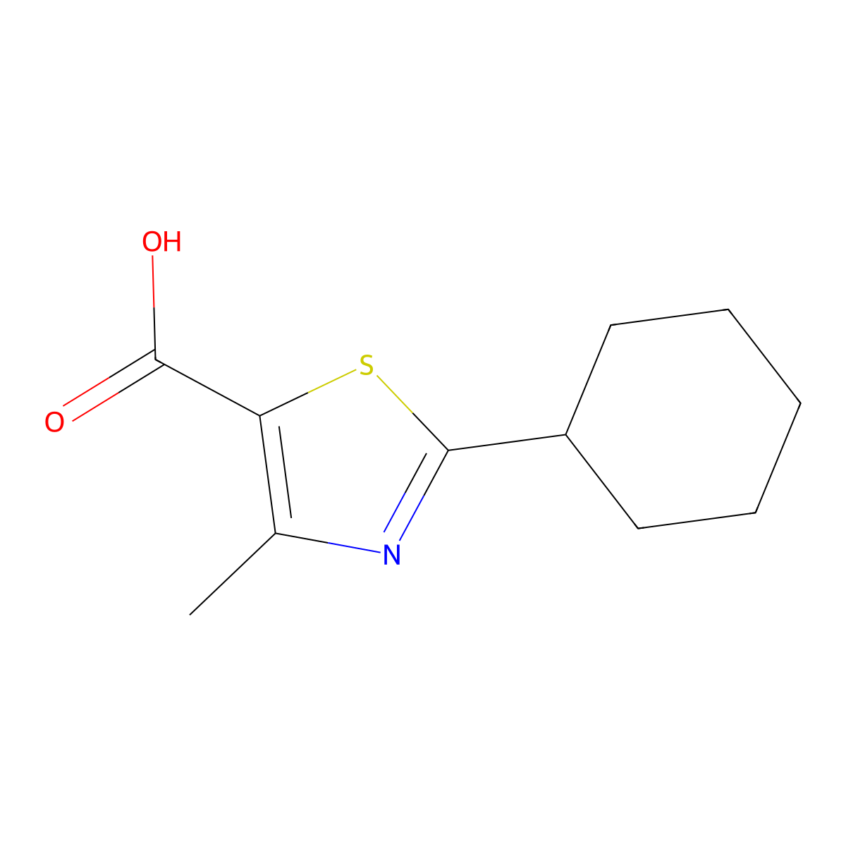 2-Cyclohexyl-4-methyl-1,3-thiazole-5-carboxylic acid molecular structure, CAS 472805-56-4
