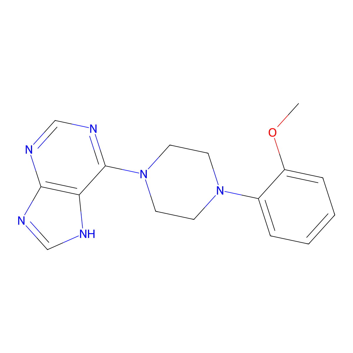 6-[4-(2-methoxyphenyl)piperazin-1-yl]-7H-purine molecular structure, CAS 47281-43-6