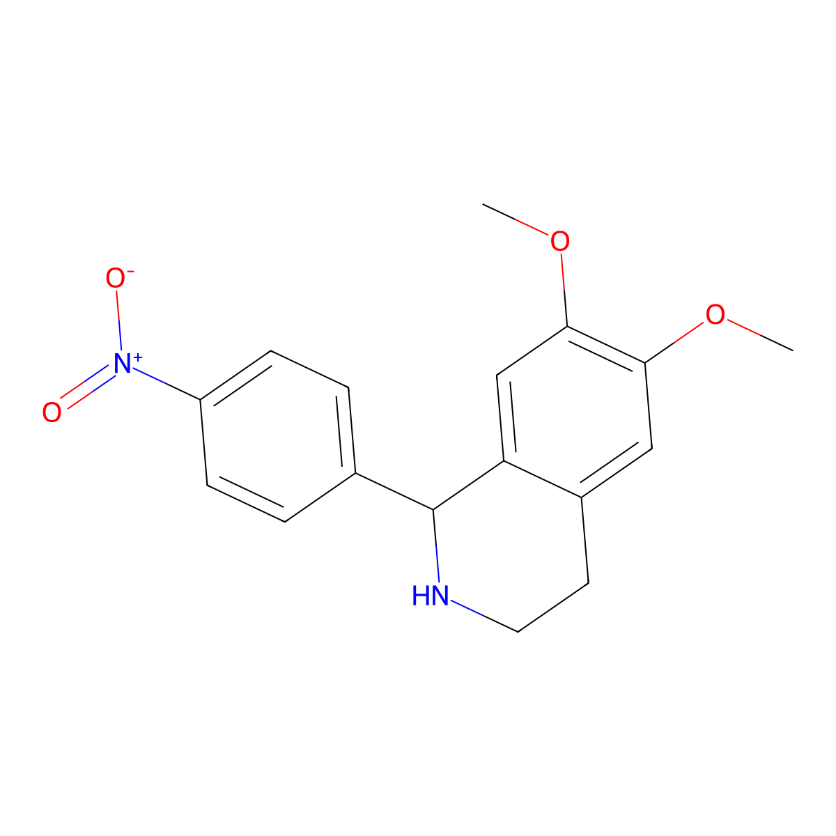 6,7-Dimethoxy-1-(4-nitro-phenyl)-1,2,3,4-tetrahydro-isoquinoline molecular structure, CAS 47281-61-8