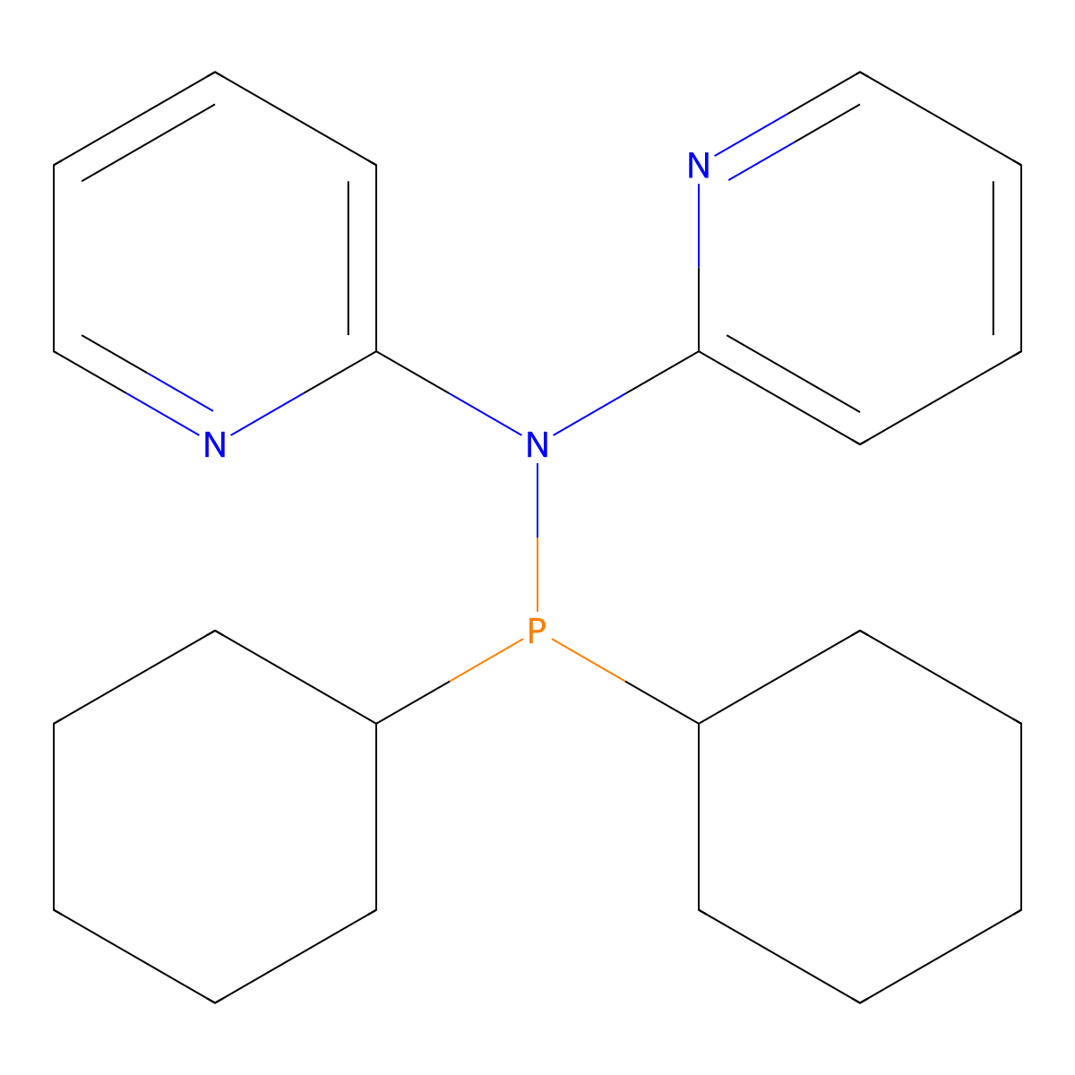 Di-(2-pyridyl)(dicyclohexylphosphino)amine molecular structure, CAS 472959-98-1