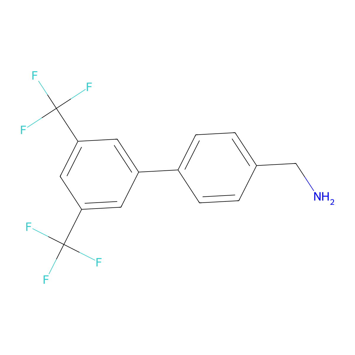 [4-[3,5-Bis(trifluoromethyl)phenyl]phenyl]methanamine molecular structure, CAS 472964-22-0