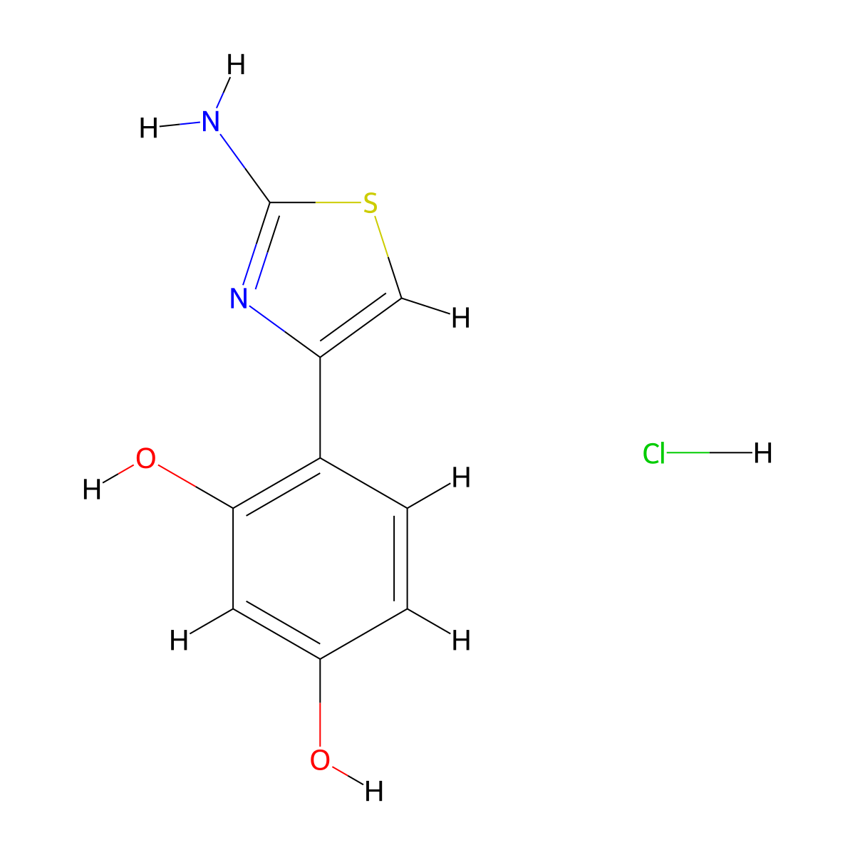 4-(2-amino-1,3-thiazol-4-yl)benzene-1,3-diol Hydrochloride molecular structure, CAS 472979-20-7
