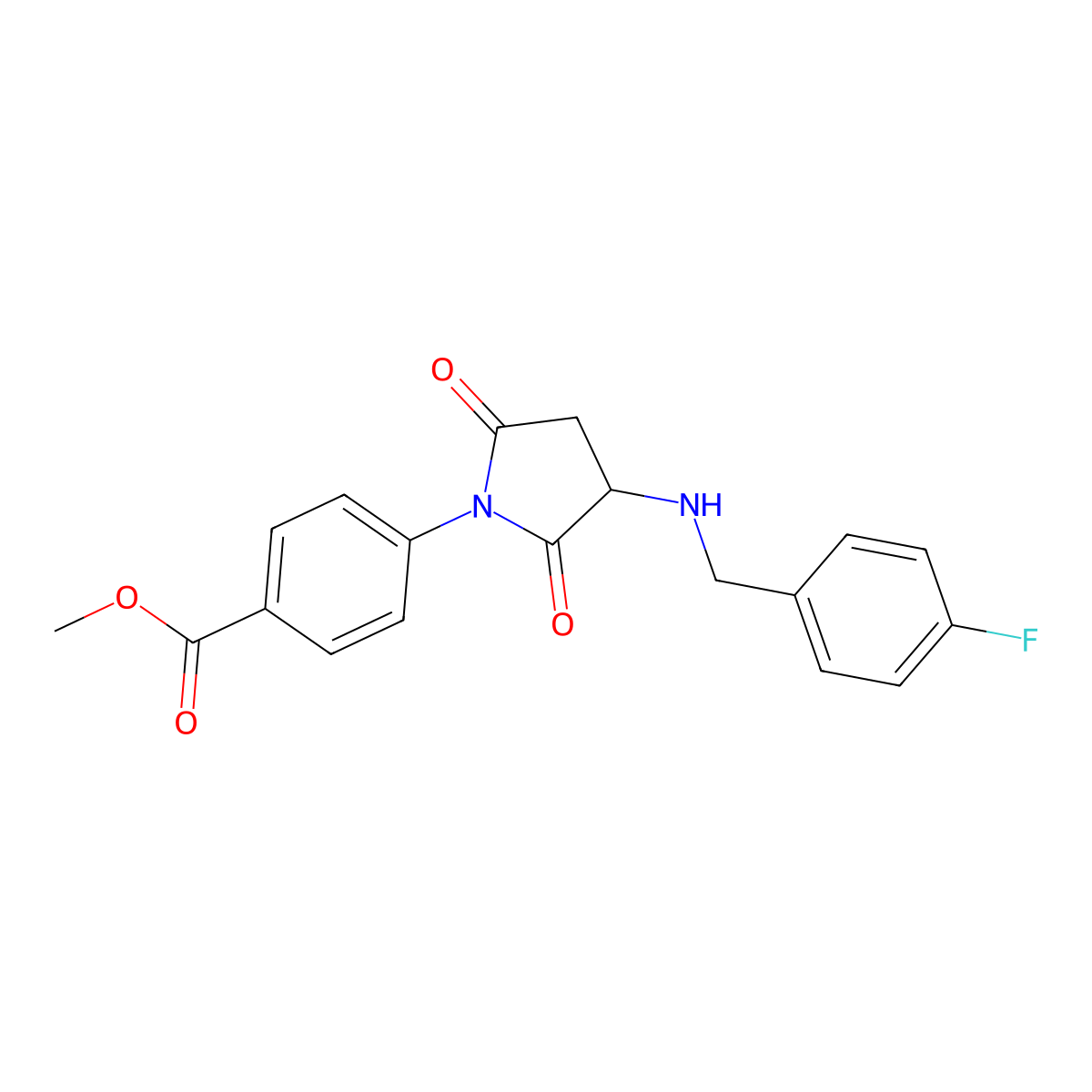 Methyl 4-{3-[(4-fluorobenzyl)amino]-2,5-dioxo-1-pyrrolidinyl}benzoate molecular structure, CAS 472979-68-3