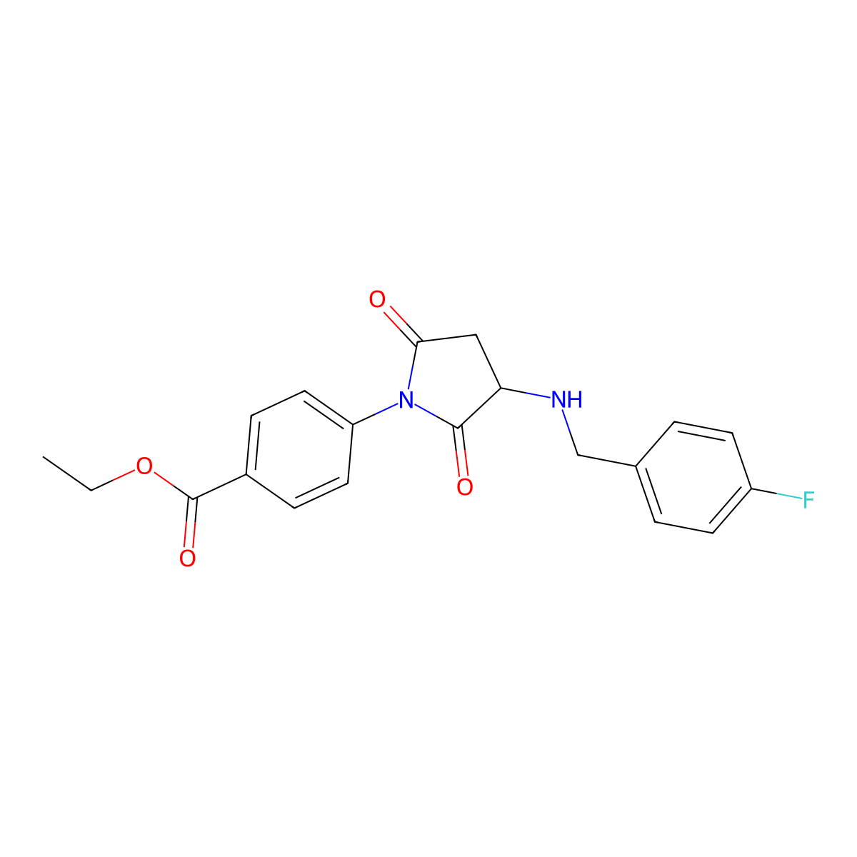 Ethyl 4-{3-[(4-fluorobenzyl)amino]-2,5-dioxo-1-pyrrolidinyl}benzoate molecular structure, CAS 472979-83-2