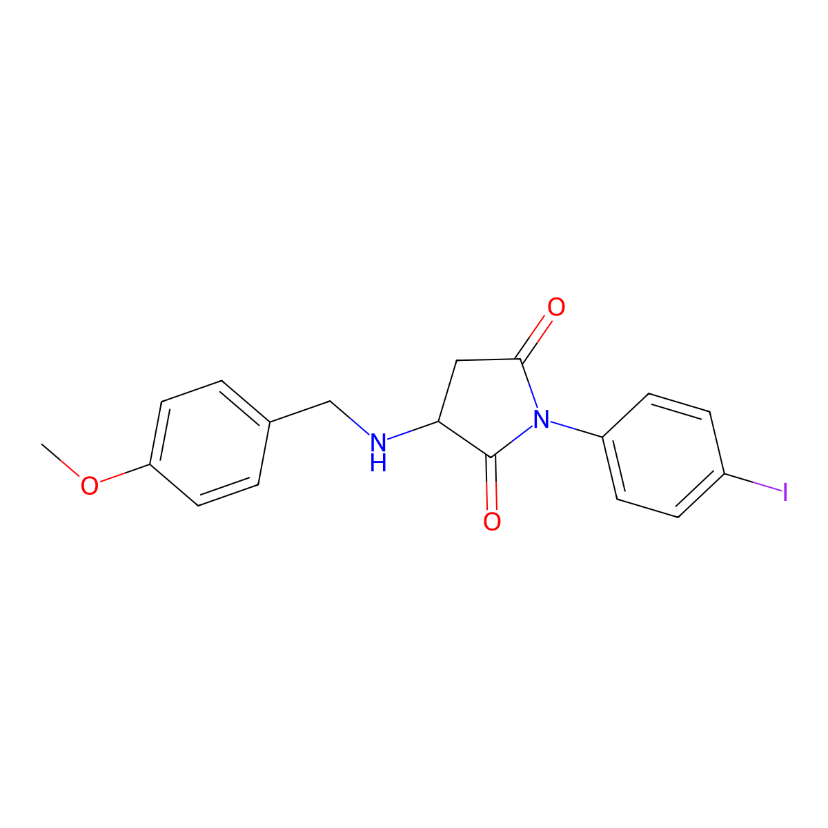1-(4-Iodophenyl)-3-[(4-methoxybenzyl)amino]pyrrolidine-2,5-dione molecular structure, CAS 472980-25-9