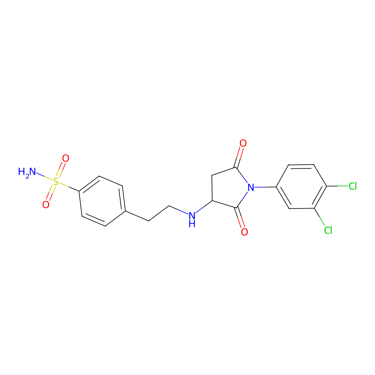 4-[2-[[1-(3,4-Dichlorophenyl)-2,5-dioxopyrrolidin-3-yl]amino]ethyl]benzenesulfonamide molecular structure, CAS 472980-46-4