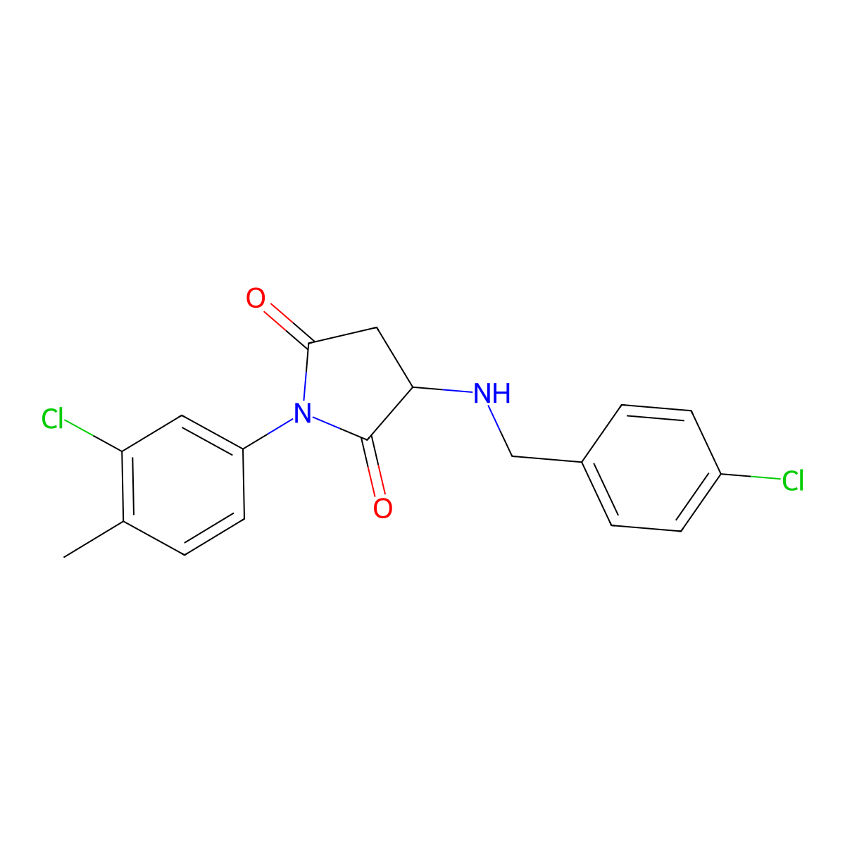 3-[(4-Chlorobenzyl)amino]-1-(3-chloro-4-methylphenyl)pyrrolidine-2,5-dione molecular structure, CAS 472980-51-1