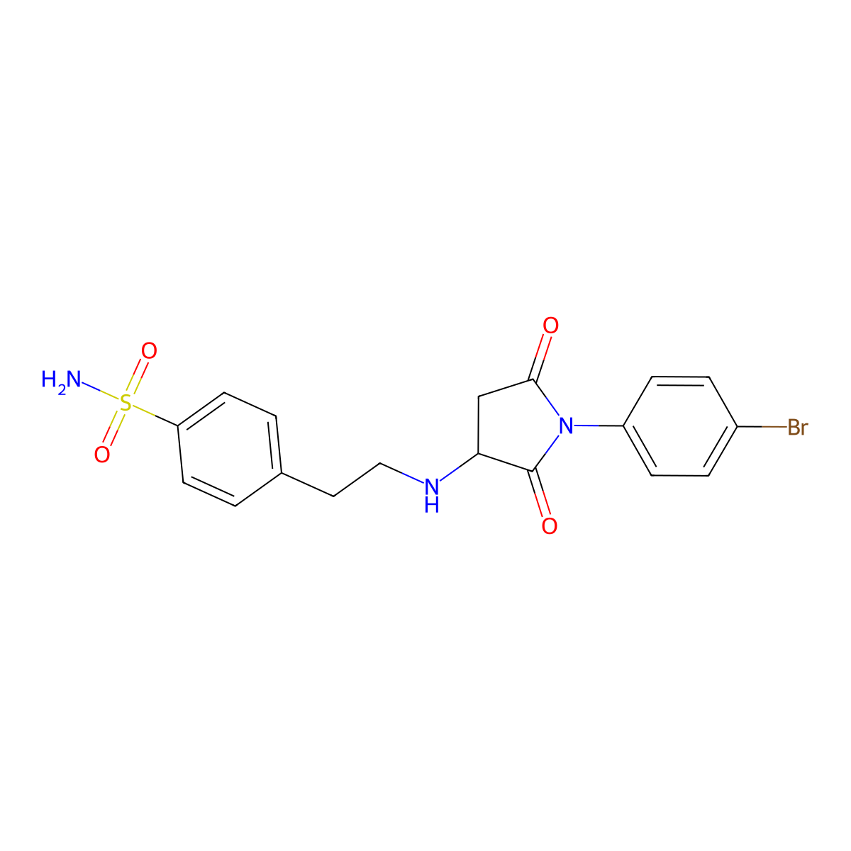 4-(2-{[1-(4-Bromophenyl)-2,5-dioxopyrrolidin-3-yl]amino}ethyl)benzenesulfonamide molecular structure, CAS 472980-62-4