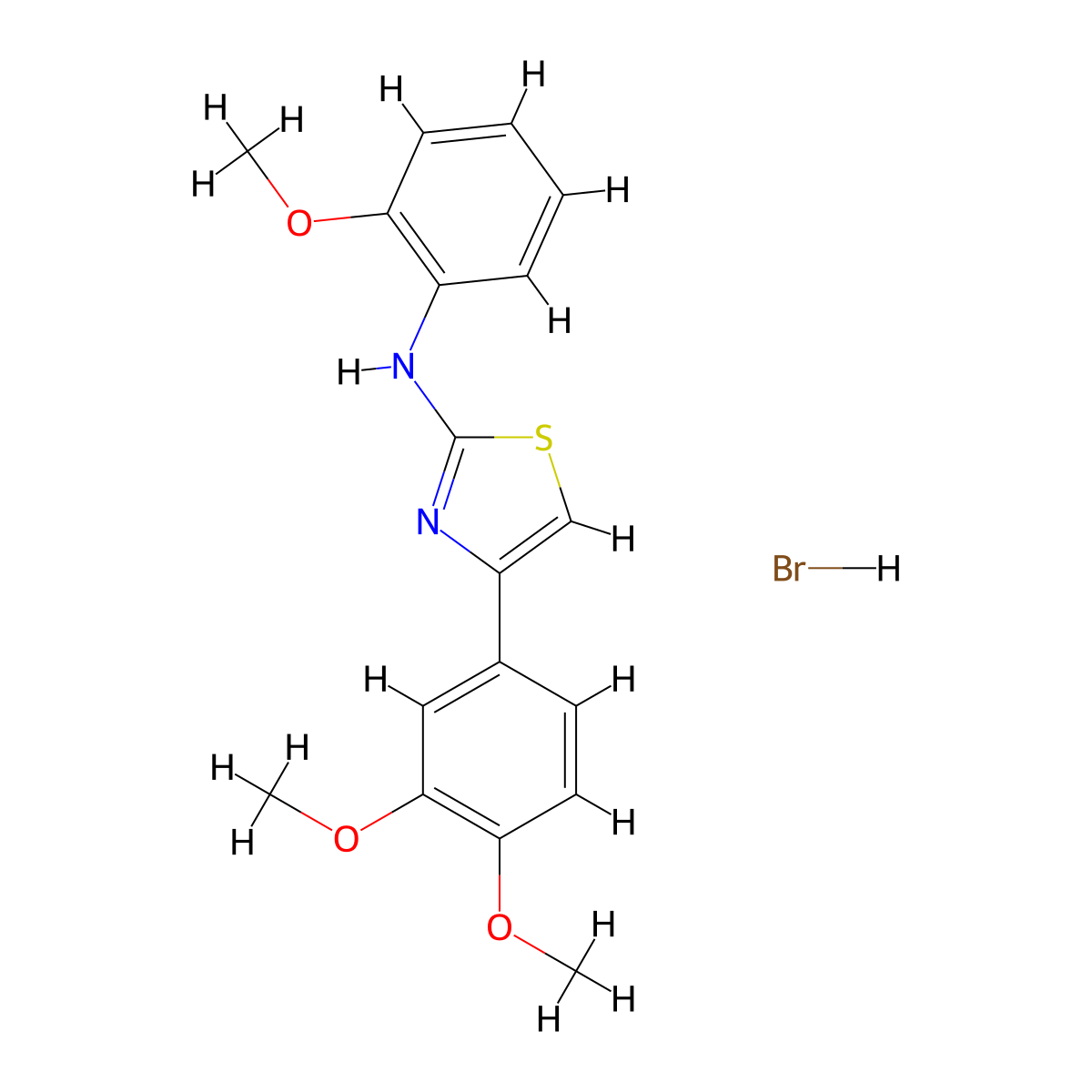 4-(3,4-dimethoxyphenyl)-N-(2-methoxyphenyl)-1,3-thiazol-2-amine Hydrobromide molecular structure, CAS 472980-93-1