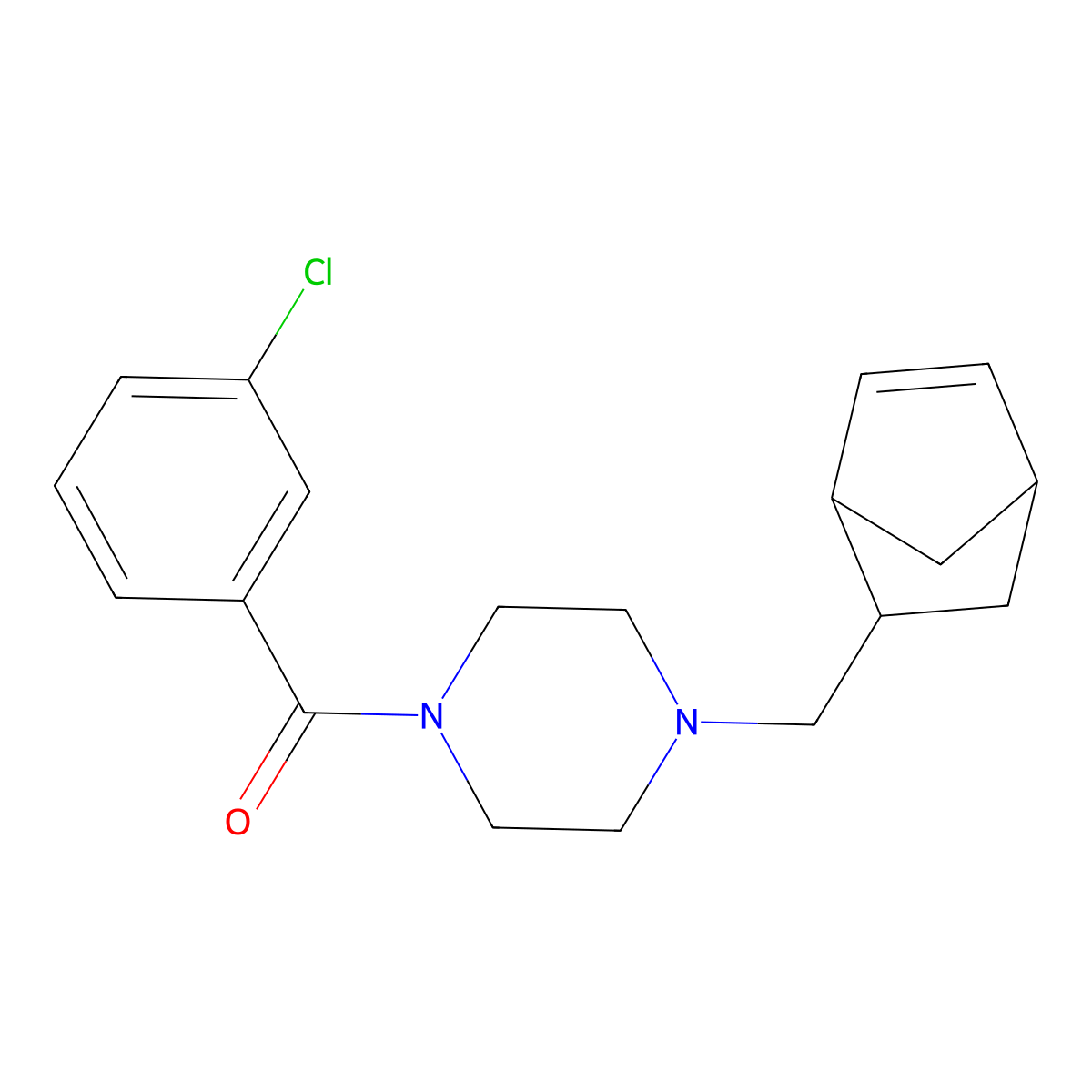 [4-(5-Bicyclo[2.2.1]hept-2-enylmethyl)piperazin-1-yl]-(3-chlorophenyl)methanone molecular structure, CAS 472981-57-0