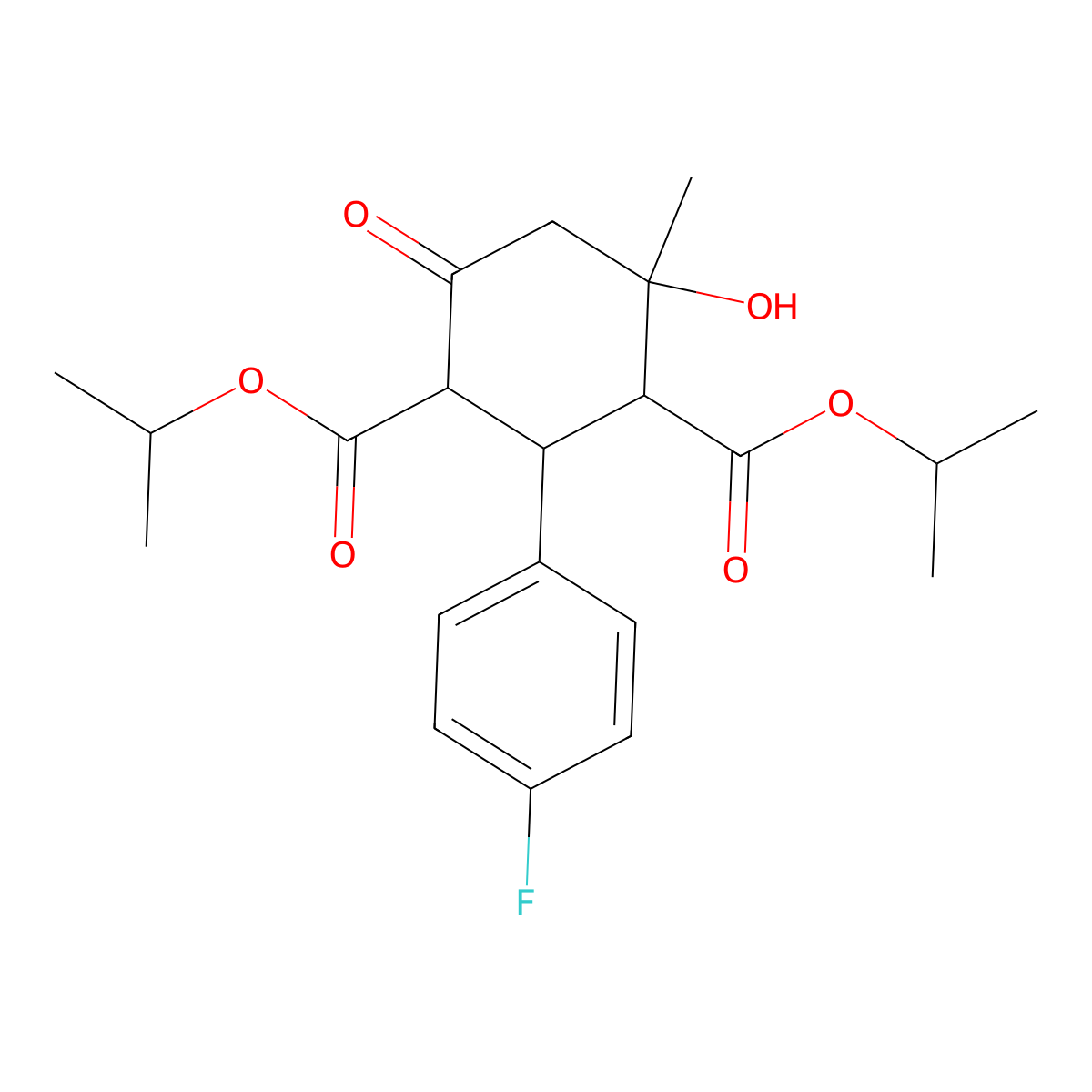 Dipropan-2-yl 2-(4-fluorophenyl)-4-hydroxy-4-methyl-6-oxocyclohexane-1,3-dicarboxylate molecular structure, CAS 472981-63-8