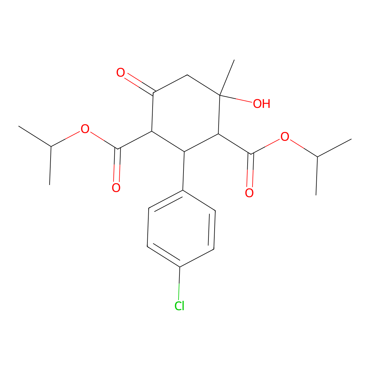 Dipropan-2-yl 2-(4-chlorophenyl)-4-hydroxy-4-methyl-6-oxocyclohexane-1,3-dicarboxylate molecular structure, CAS 472981-75-2