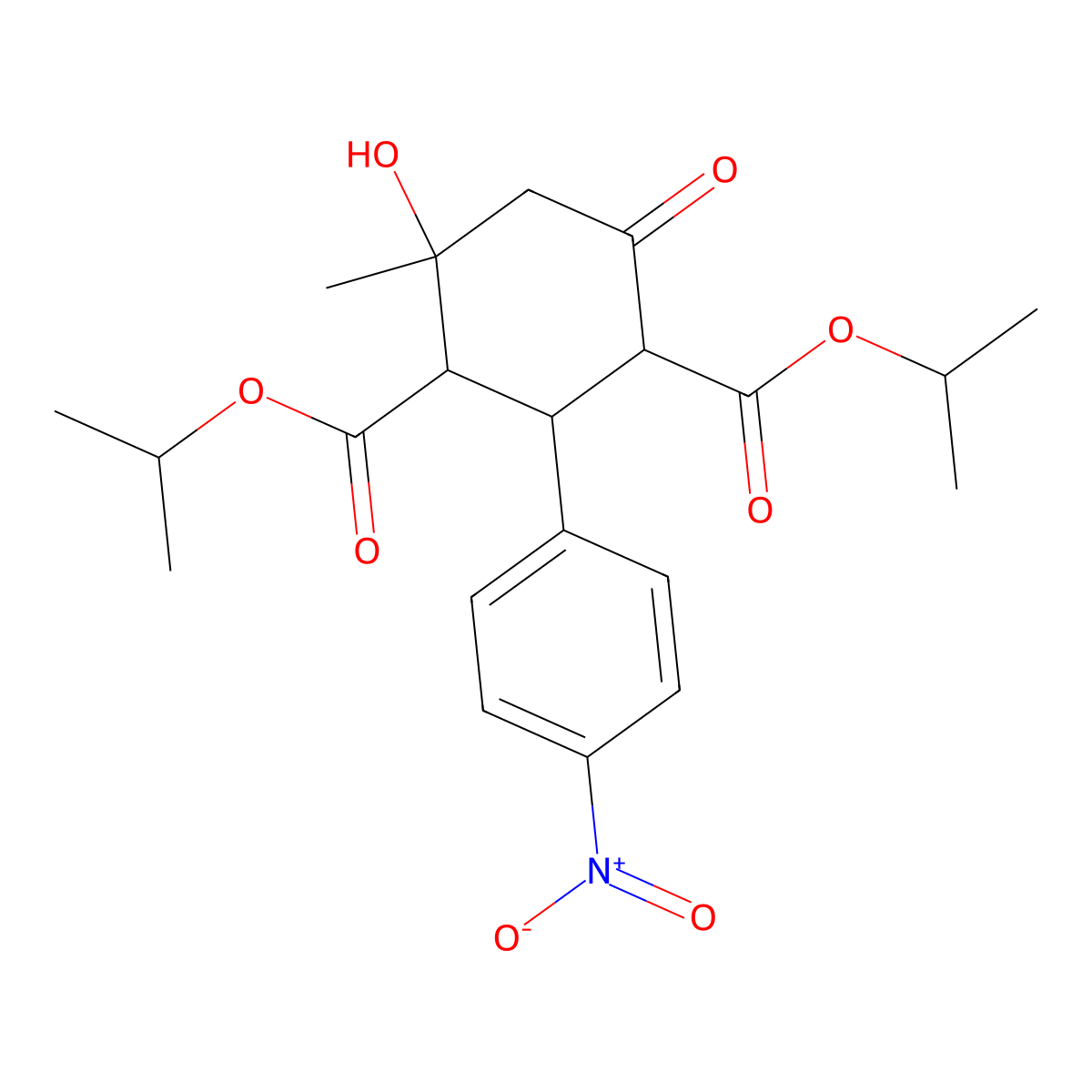 Dipropan-2-yl 4-hydroxy-4-methyl-2-(4-nitrophenyl)-6-oxocyclohexane-1,3-dicarboxylate molecular structure, CAS 472981-79-6
