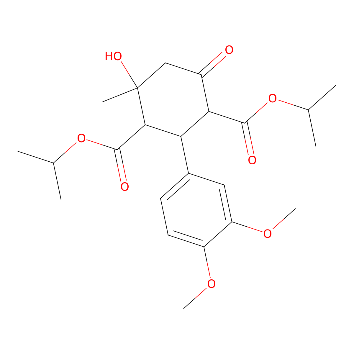 Dipropan-2-yl 2-(3,4-dimethoxyphenyl)-4-hydroxy-4-methyl-6-oxocyclohexane-1,3-dicarboxylate molecular structure, CAS 472981-87-6