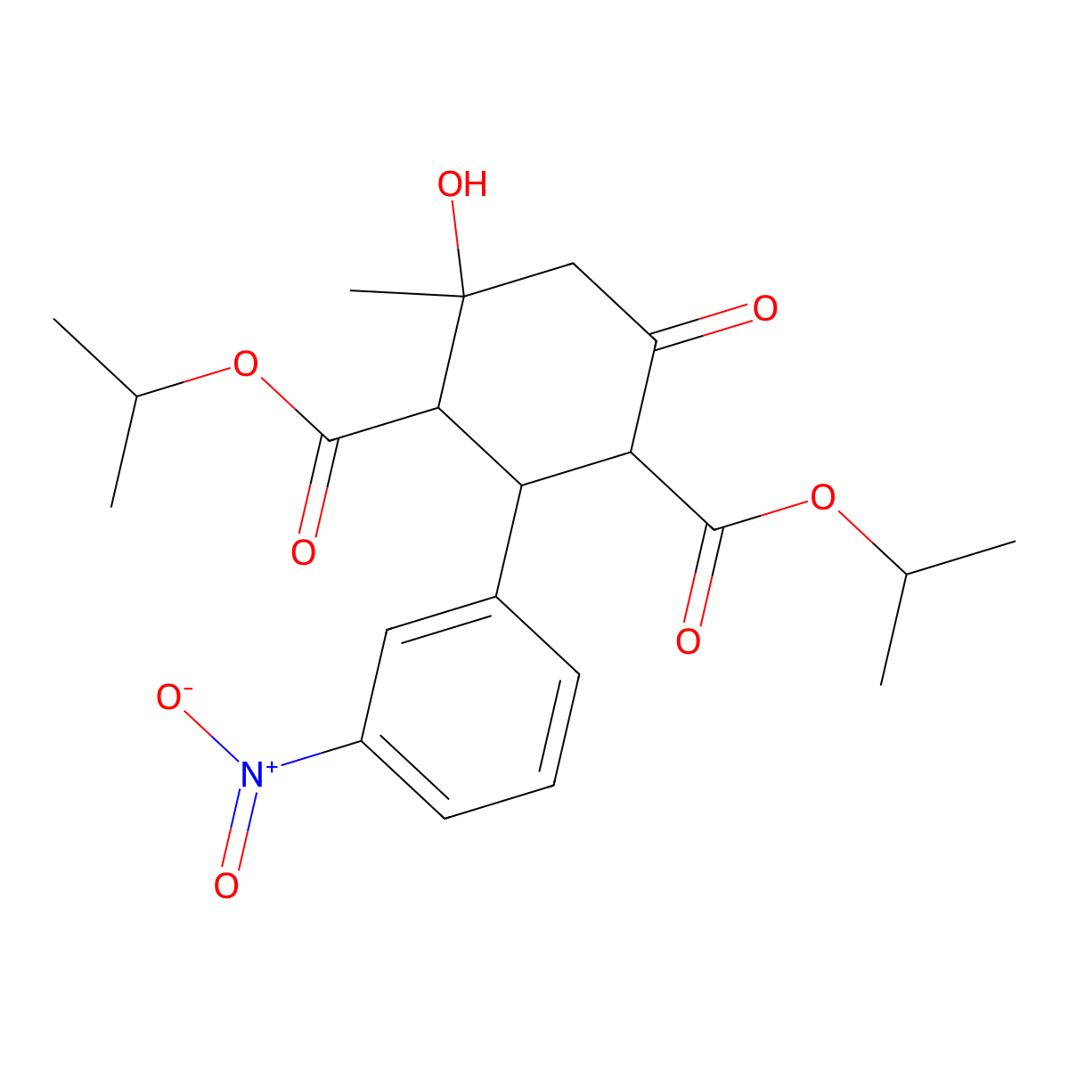 Dipropan-2-yl 4-hydroxy-4-methyl-2-(3-nitrophenyl)-6-oxocyclohexane-1,3-dicarboxylate molecular structure, CAS 472982-02-8