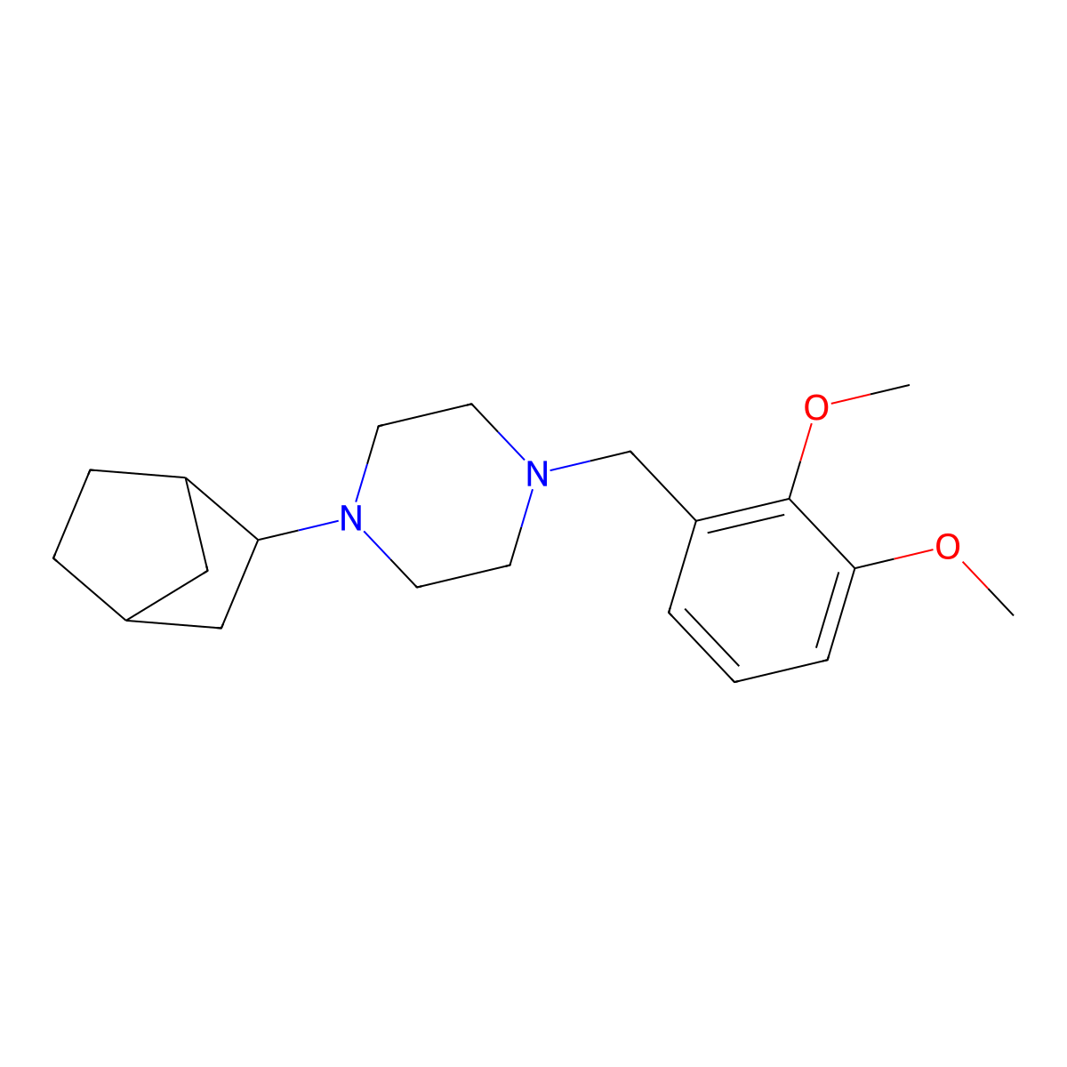 1-(3-Bicyclo[2.2.1]heptanyl)-4-[(2,3-dimethoxyphenyl)methyl]piperazine molecular structure, CAS 472982-16-4