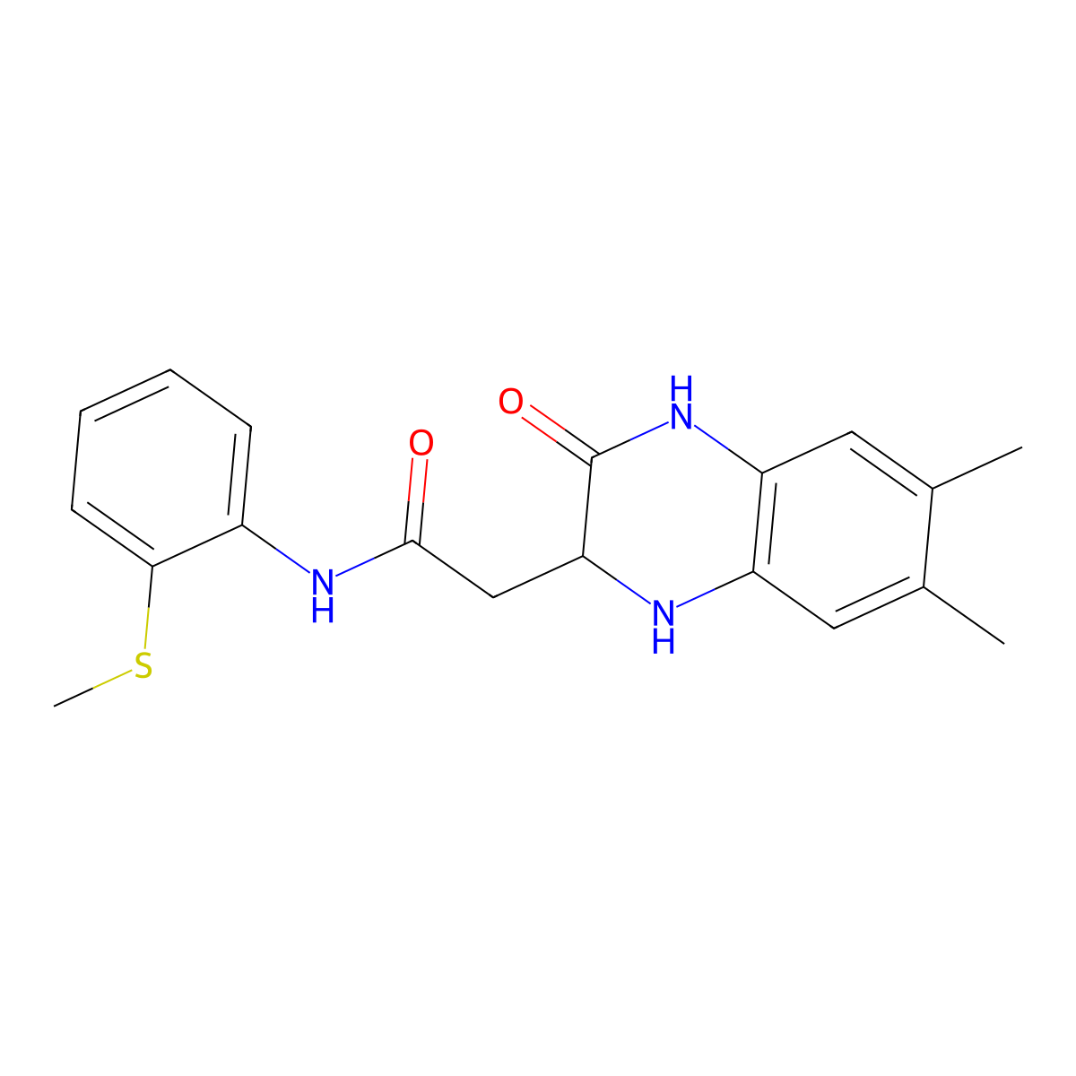 2-(6,7-dimethyl-3-oxo-2,4-dihydro-1H-quinoxalin-2-yl)-N-(2-methylsulfanylphenyl)acetamide molecular structure, CAS 472982-66-4