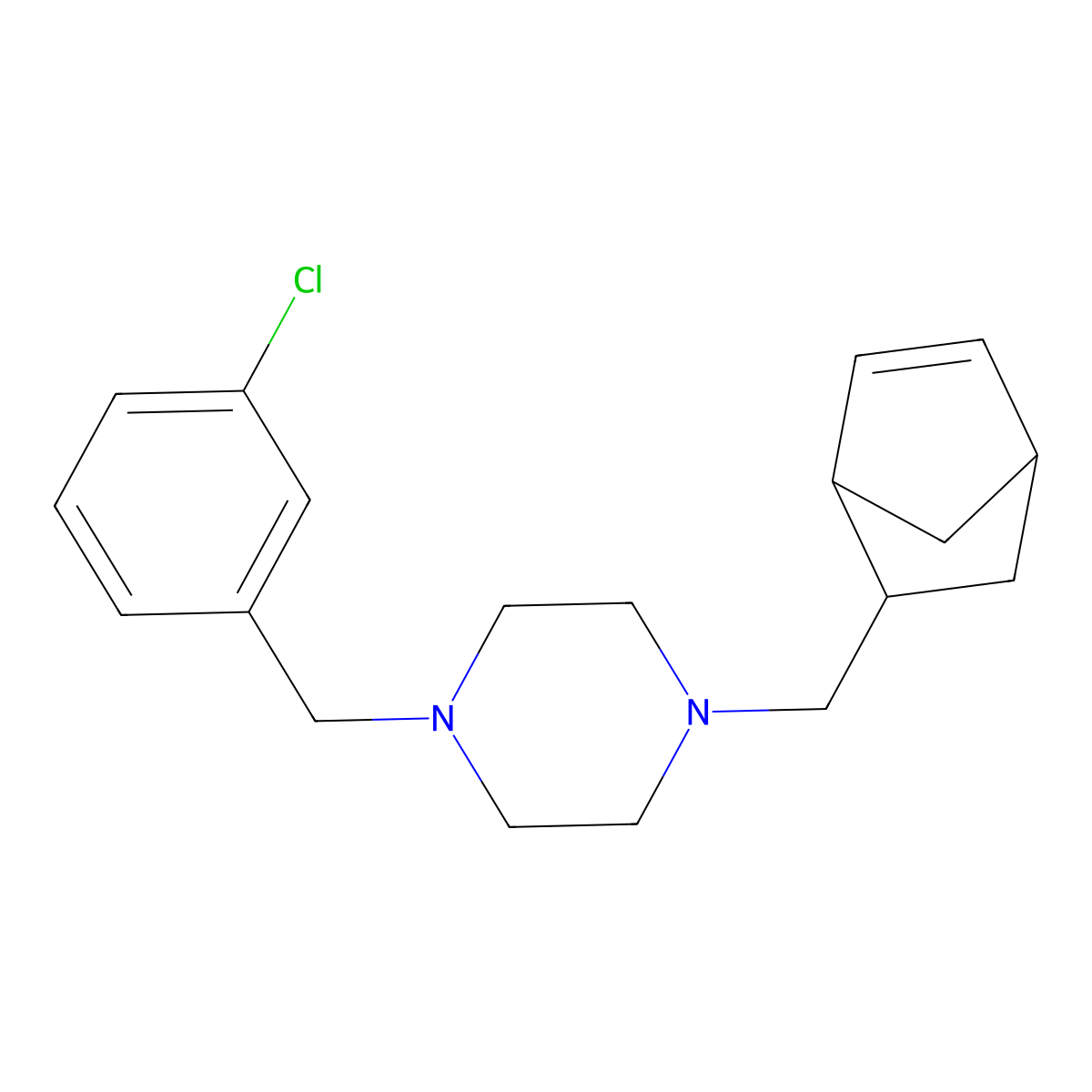 1-(Bicyclo[2.2.1]hept-5-en-2-ylmethyl)-4-(3-chlorobenzyl)piperazine molecular structure, CAS 472983-78-1