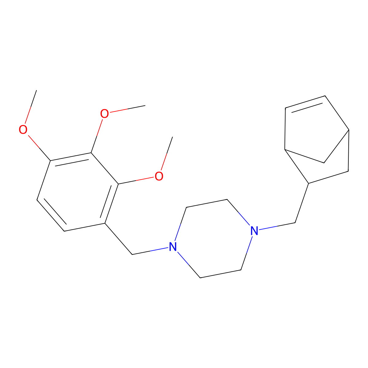 1-(5-Bicyclo[2.2.1]hept-2-enylmethyl)-4-[(2,3,4-trimethoxyphenyl)methyl]piperazine molecular structure, CAS 472983-94-1