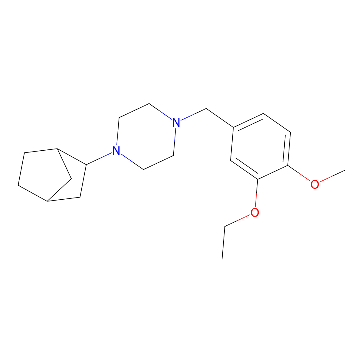 1-(3-Bicyclo[2.2.1]heptanyl)-4-[(3-ethoxy-4-methoxyphenyl)methyl]piperazine molecular structure, CAS 472983-99-6