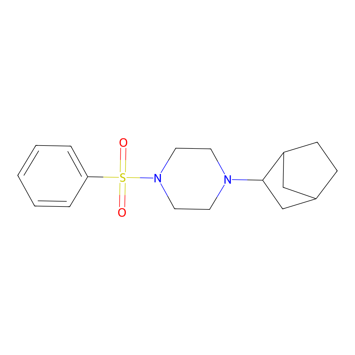 1-Bicyclo[2.2.1]hept-2-yl-4-(phenylsulfonyl)piperazine molecular structure, CAS 472984-43-3
