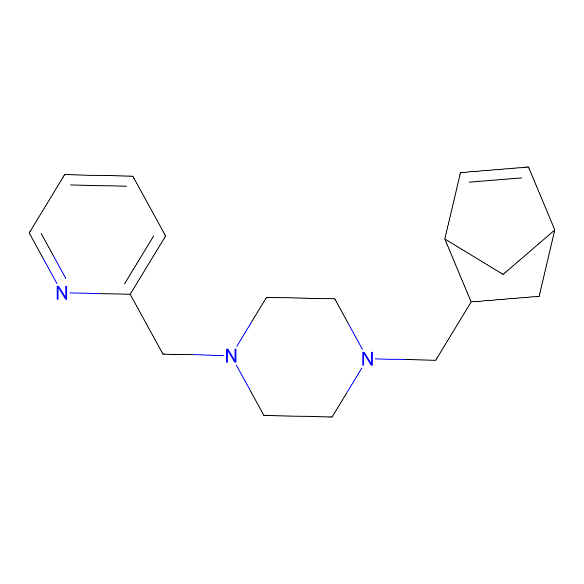 1-(5-Bicyclo[2.2.1]hept-2-enylmethyl)-4-(pyridin-2-ylmethyl)piperazine molecular structure, CAS 472984-89-7