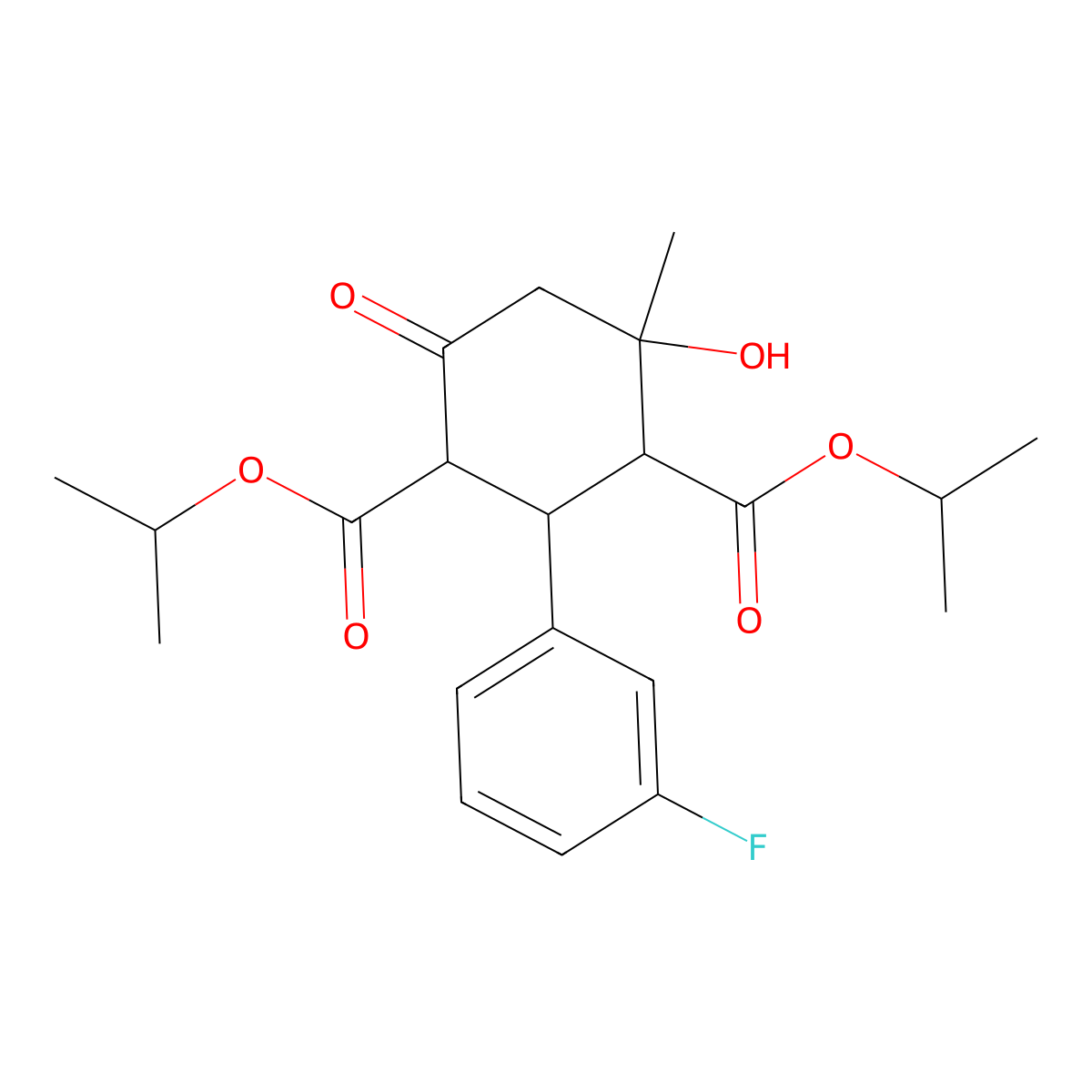 Dipropan-2-yl 2-(3-fluorophenyl)-4-hydroxy-4-methyl-6-oxocyclohexane-1,3-dicarboxylate molecular structure, CAS 472984-99-9