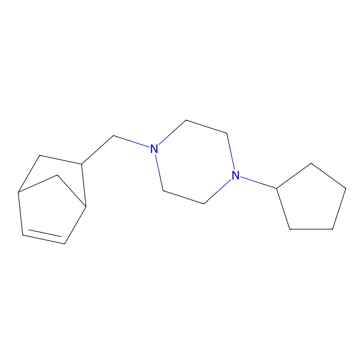 1-(Bicyclo[2.2.1]hept-5-en-2-ylmethyl)-4-cyclopentylpiperazine molecular structure, CAS 472985-14-1