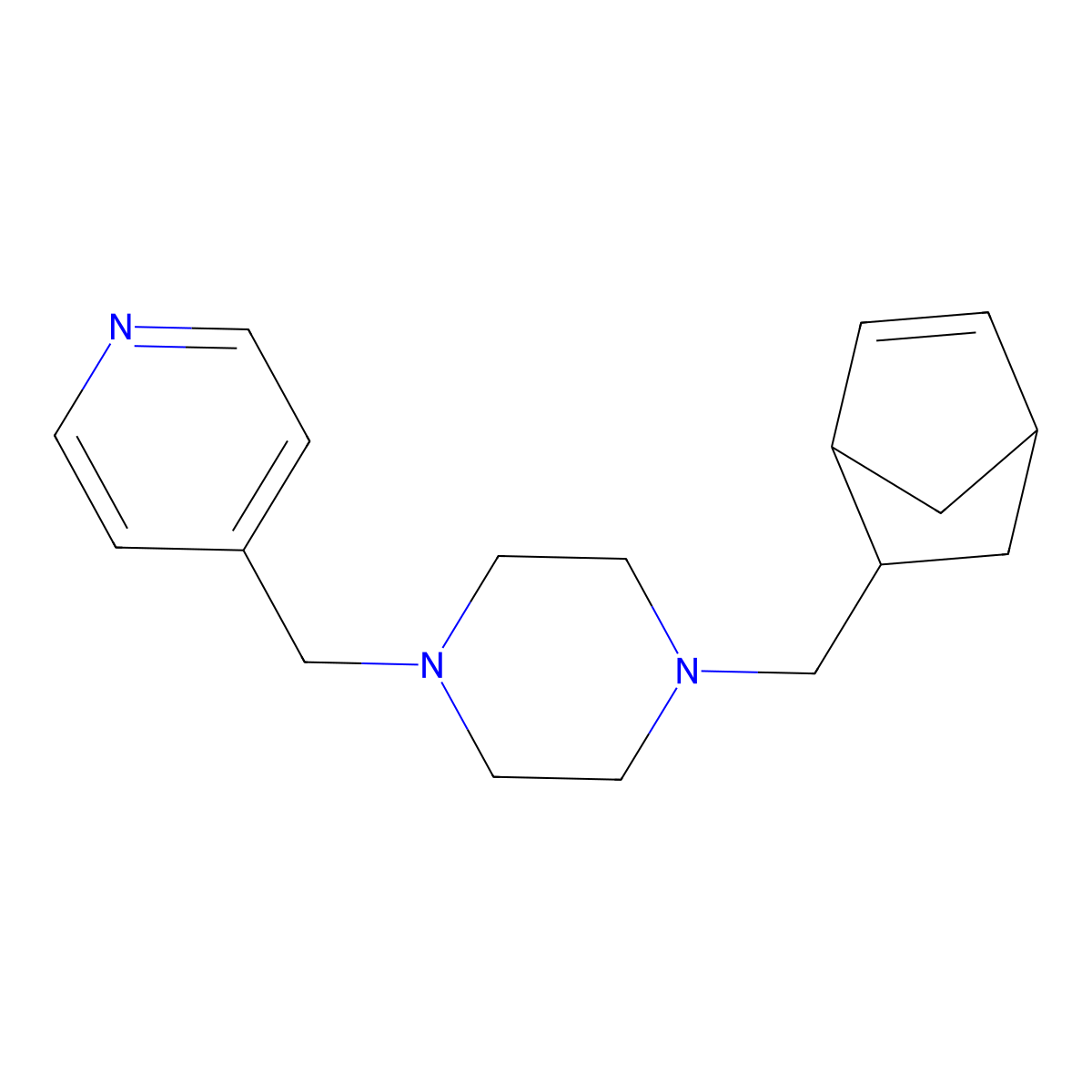 1-(5-Bicyclo[2.2.1]hept-2-enylmethyl)-4-(pyridin-4-ylmethyl)piperazine molecular structure, CAS 472985-24-3