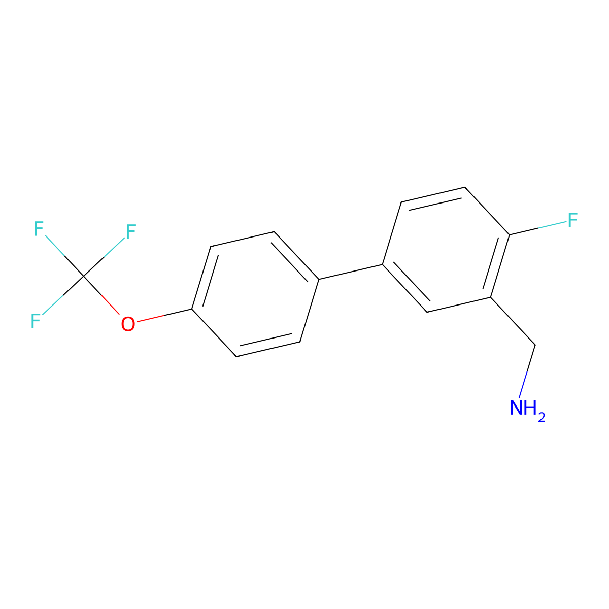 (4-Fluoro-4'-(trifluoromethoxy)-[1,1'-biphenyl]-3-yl)methanamine molecular structure, CAS 472986-04-2