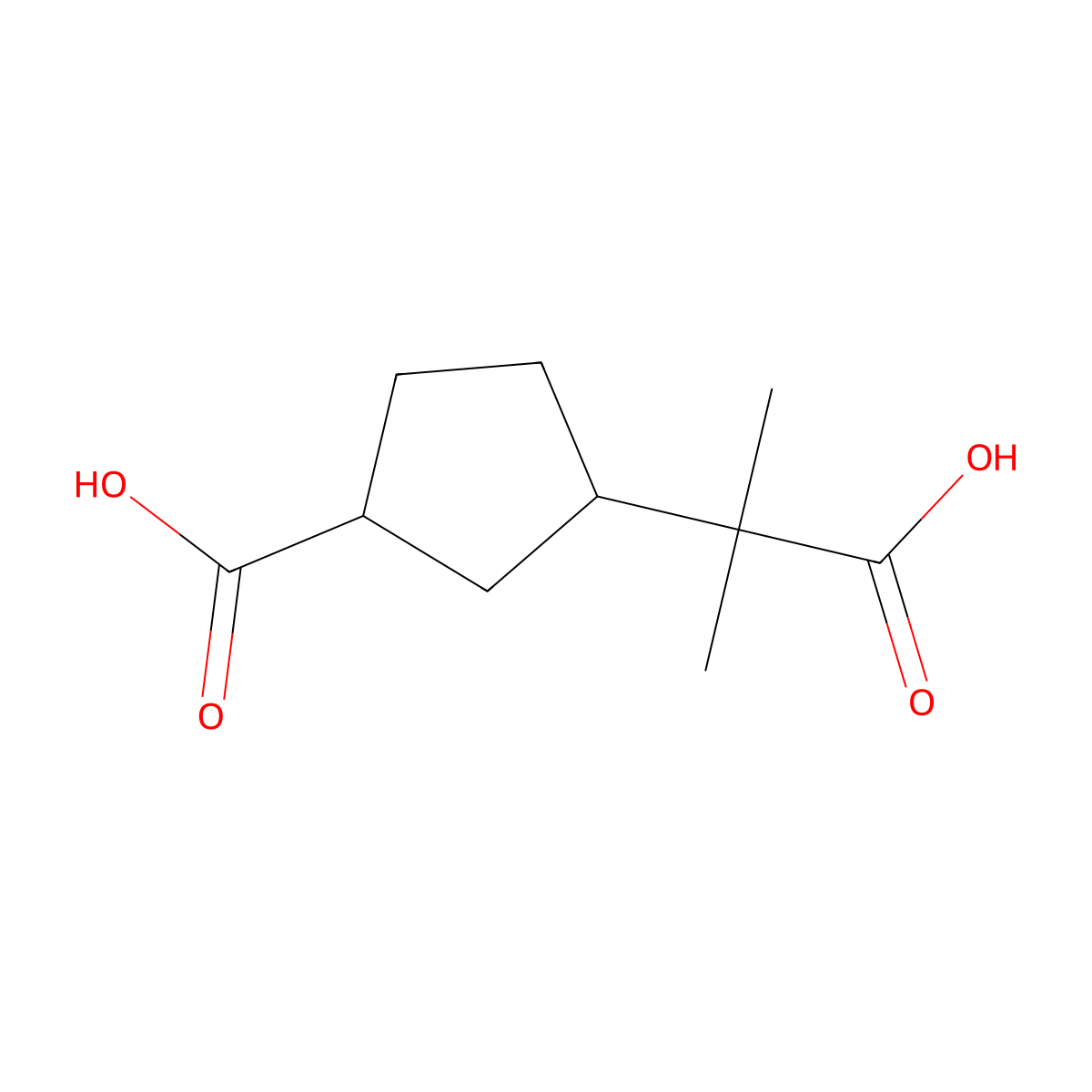 2-(3-Carboxycyclopentyl)-2-methylpropionic acid molecular structure, CAS 473-35-8