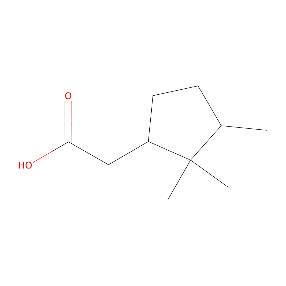 2,2,3-Trimethylcyclopentaneacetic acid molecular structure, CAS 473-47-2