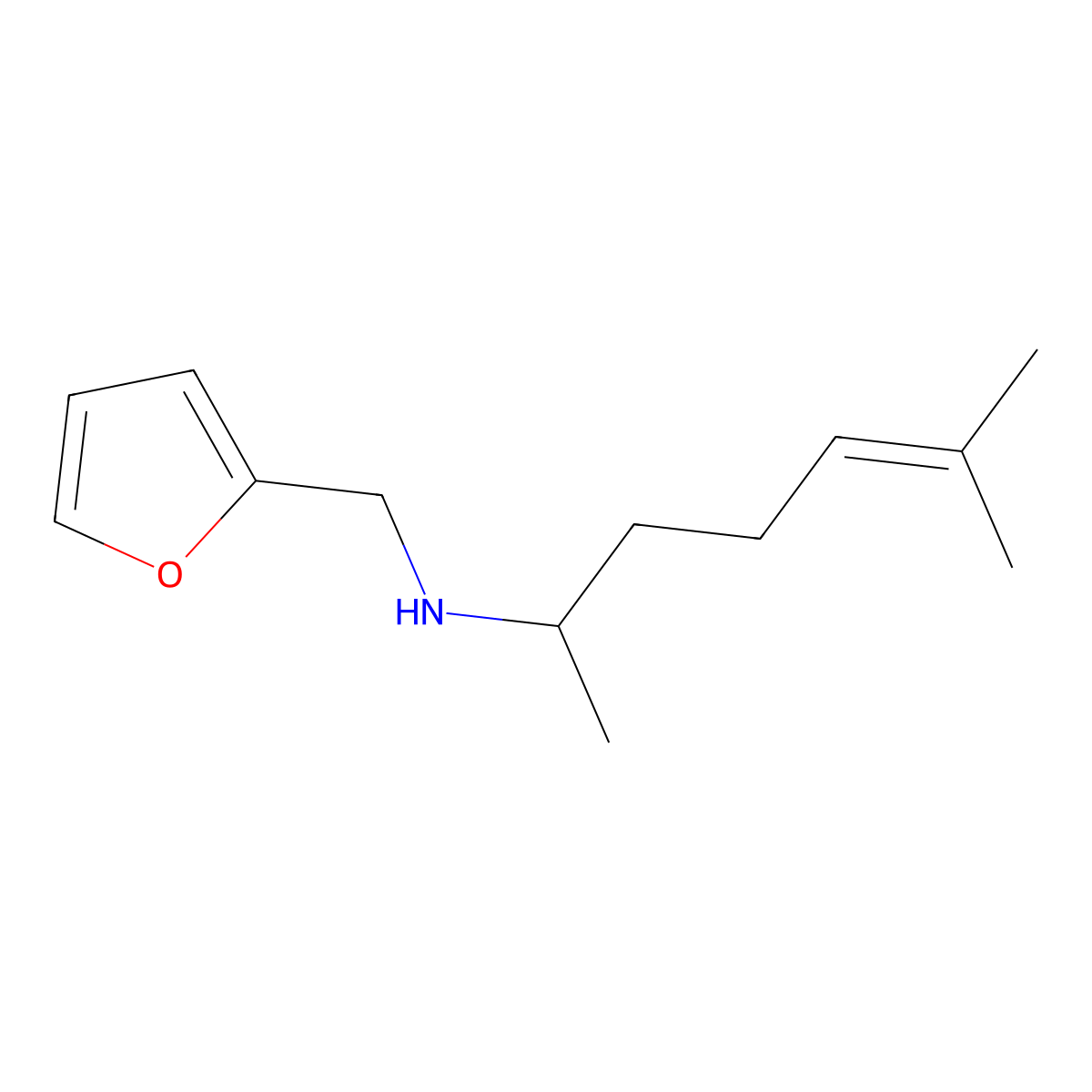 (1,5-Dimethyl-hex-4-enyl)-furan-2-ylmethyl-amine molecular structure, CAS 4730-00-1