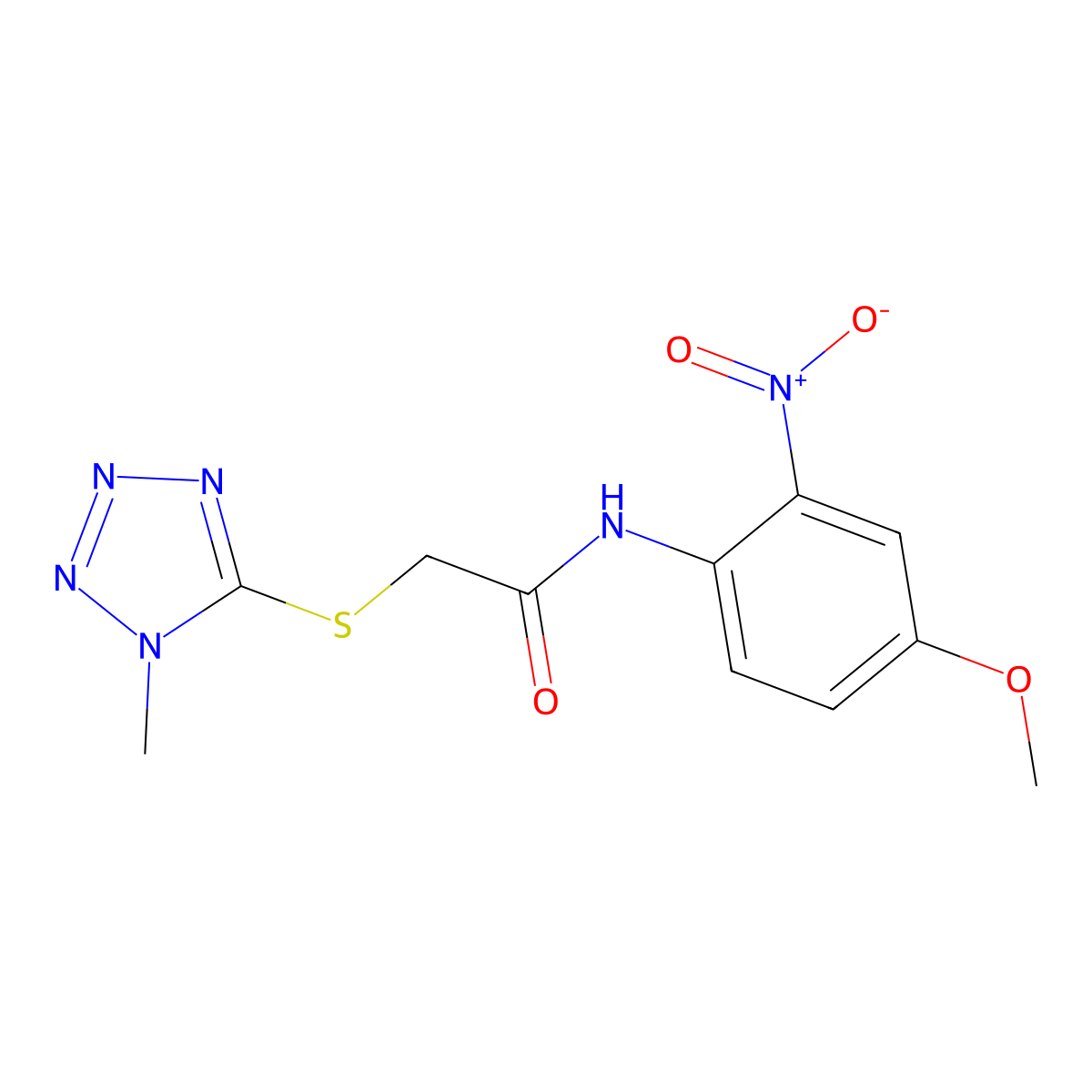 N-(4-methoxy-2-nitrophenyl)-2-(1-methyltetrazol-5-yl)sulfanylacetamide molecular structure, CAS 473229-52-6