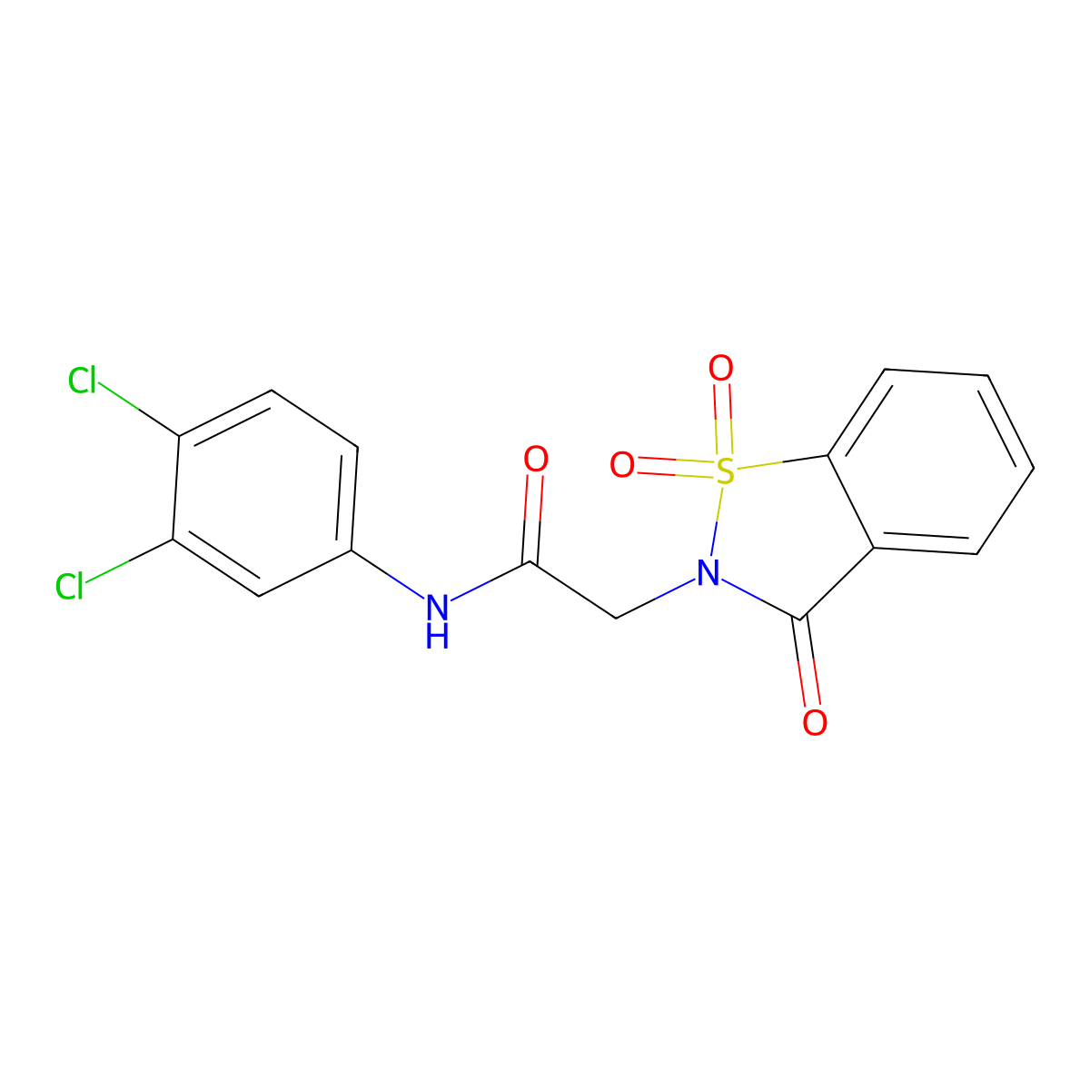 N-(3,4-dichlorophenyl)-2-(1,1,3-trioxo-1,2-benzothiazol-2-yl)acetamide molecular structure, CAS 473244-70-1