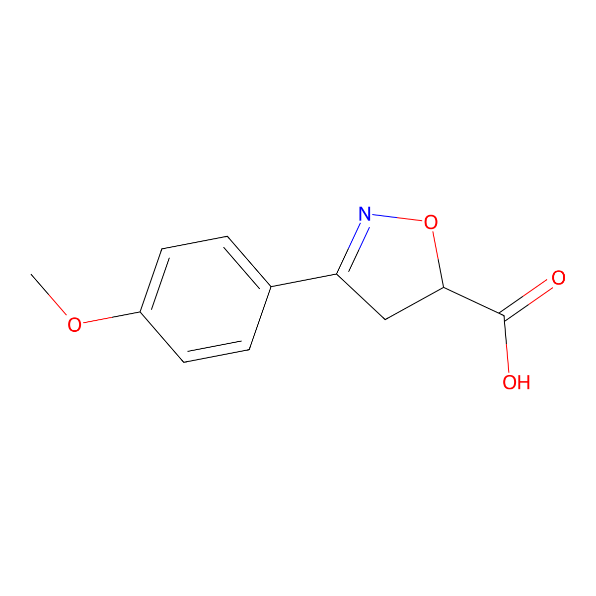 3-(4-Methoxyphenyl)-4,5-dihydro-1,2-oxazole-5-carboxylic acid molecular structure, CAS 473253-40-6