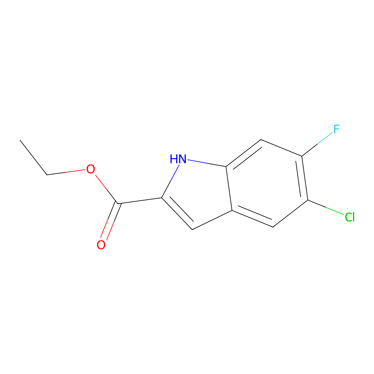 Ethyl 5-chloro-6-fluoro-1H-indole-2-carboxylate molecular structure, CAS 473257-60-2