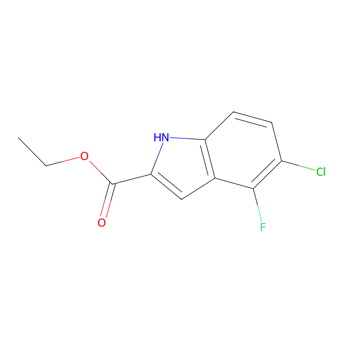 Ethyl 5-chloro-4-fluoro-1H-indole-2-carboxylate molecular structure, CAS 473257-61-3