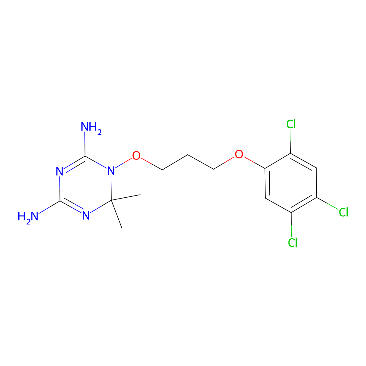 6,6-Dimethyl-1-(3-(2,4,5-trichlorophenoxy)propoxy)-1,6-dihydro-1,3,5-triazine-2,4-diamine molecular structure, CAS 47326-86-3