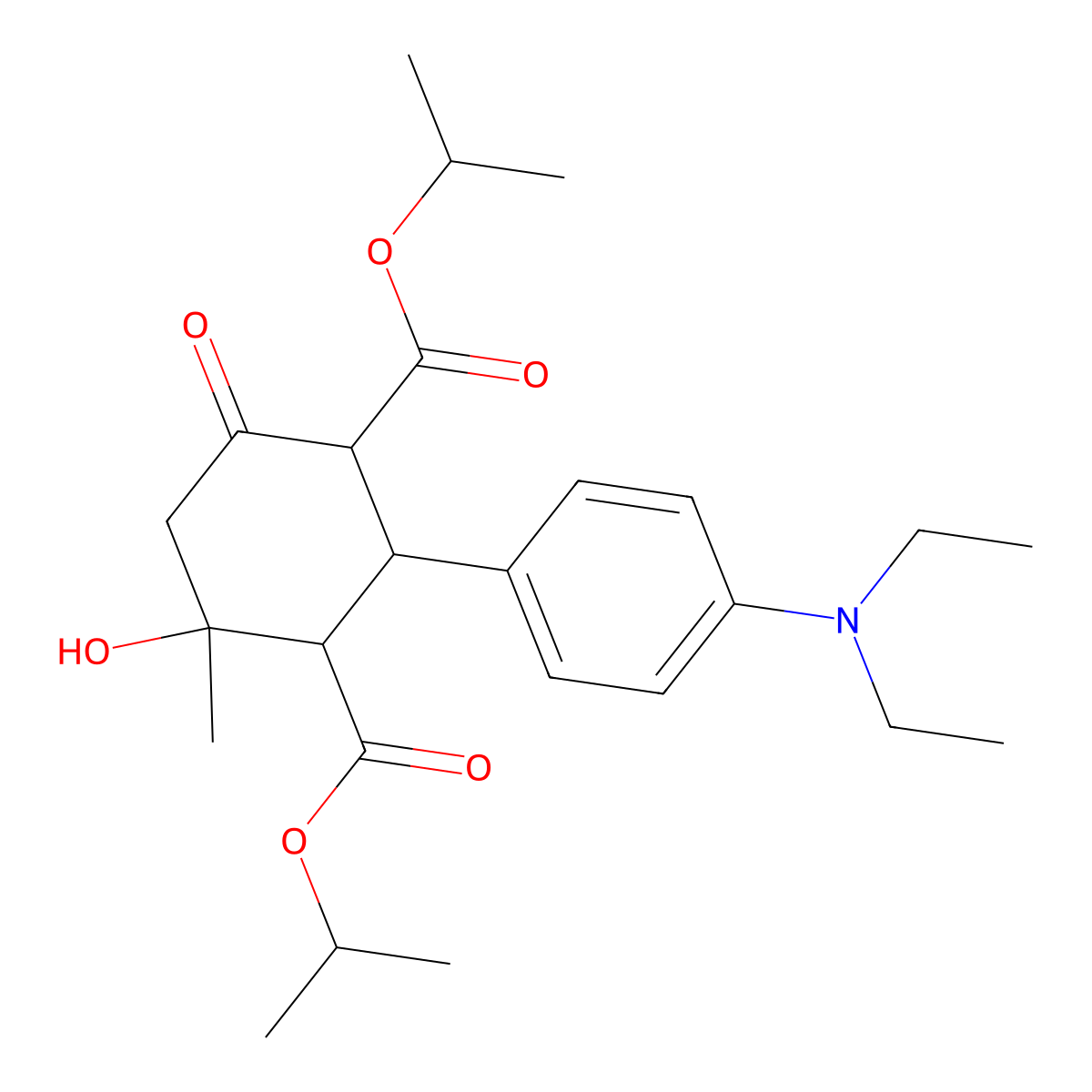 Dipropan-2-yl 2-[4-(diethylamino)phenyl]-4-hydroxy-4-methyl-6-oxocyclohexane-1,3-dicarboxylate molecular structure, CAS 473264-79-8